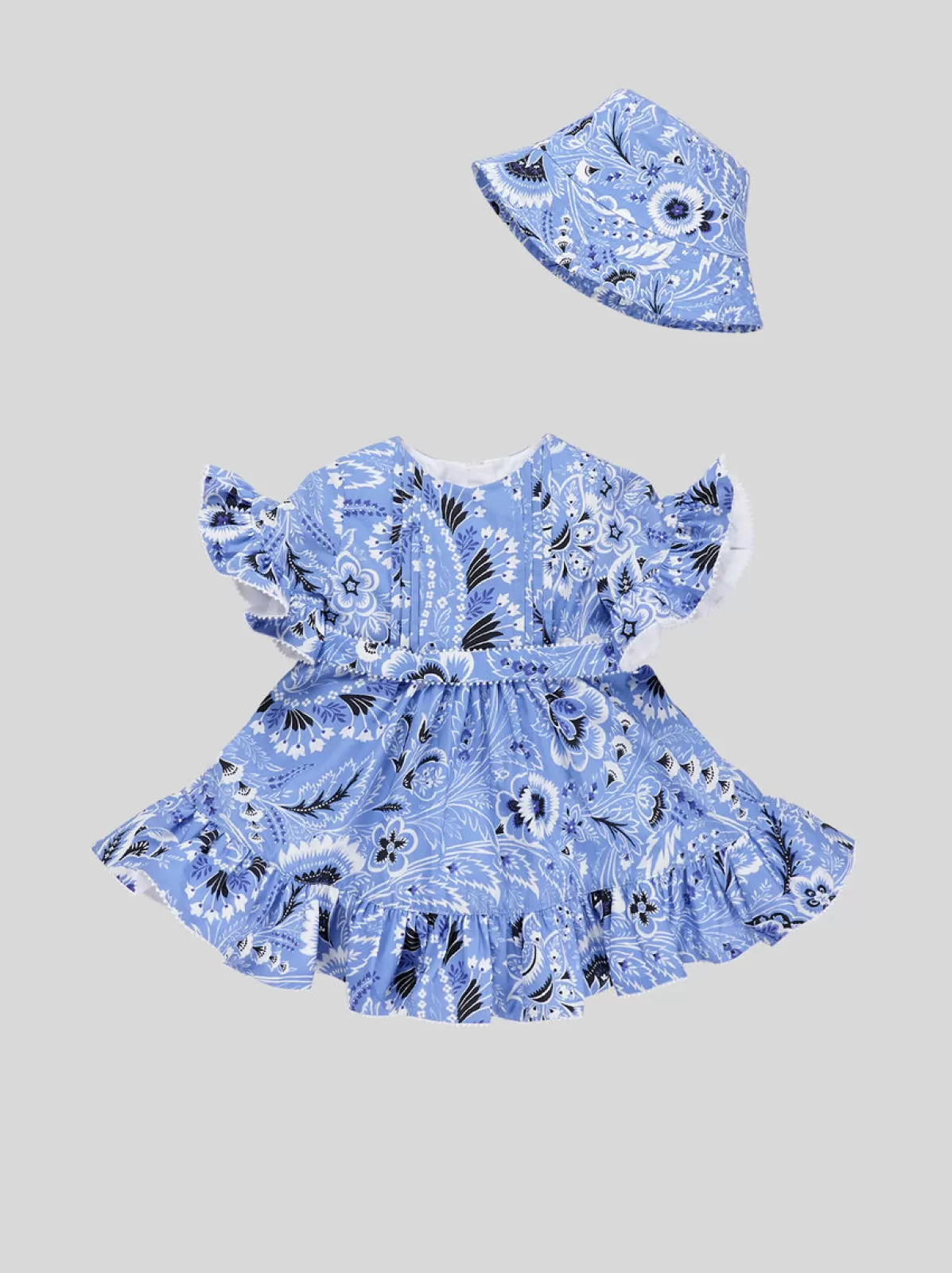 Bambino Etro ABITO CON BALZA E DISEGNI PAISLEY MONOCROMO PER NEONATI |