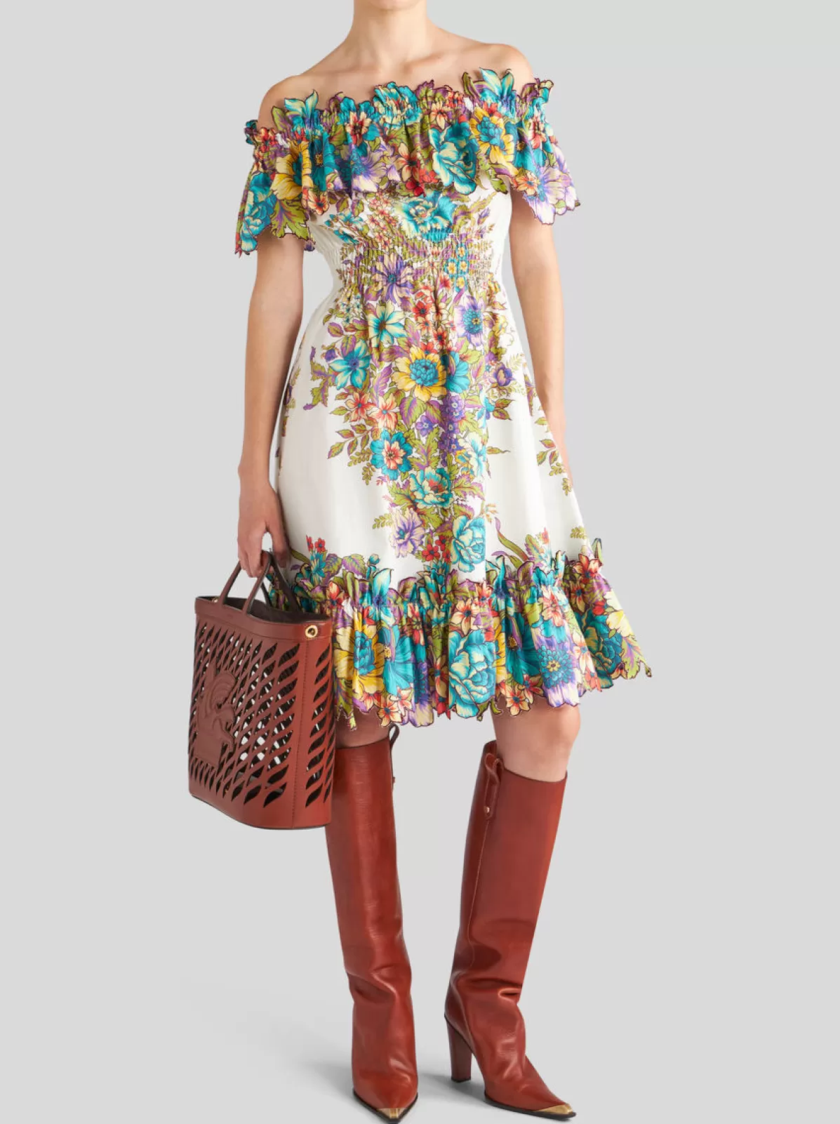 Donna Etro Abito Con Stampa Bouquet | Donna | Bianca |