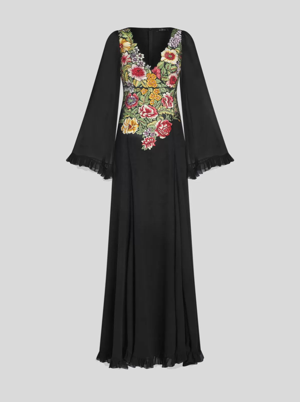 Donna Etro Abito In Georgette Con Ricamo Floreale | Donna | Blu |