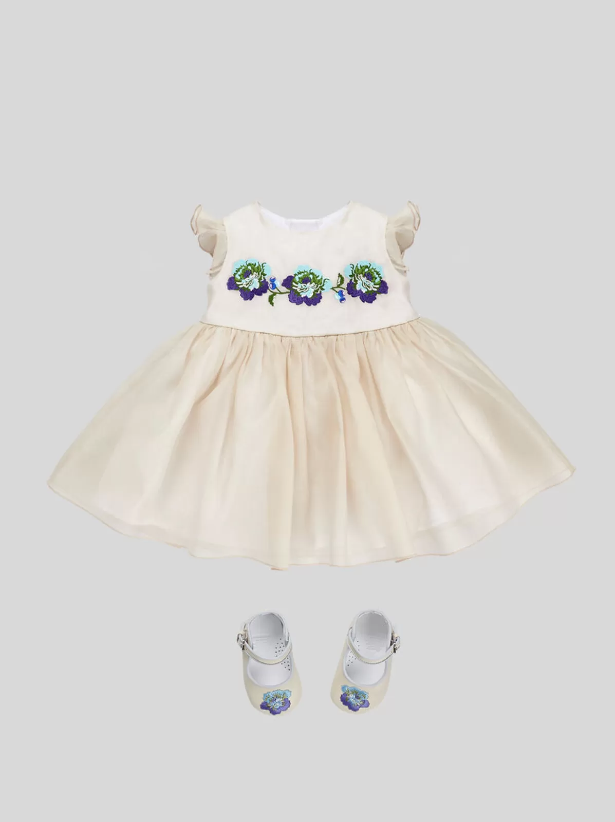 Bambino Etro ABITO IN ORGANZA CON FIORI RICAMATI PER NEONATI |