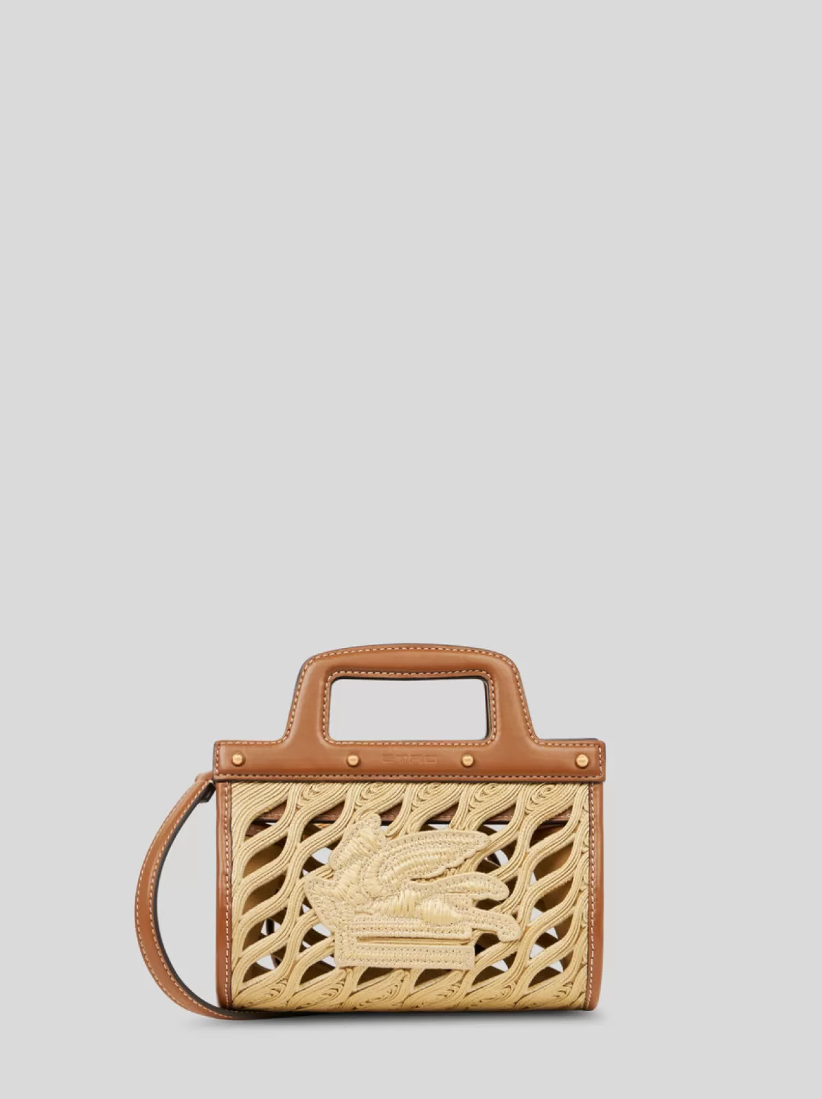 Donna Etro Borsa A Mano In Rafia Con Pegaso | Donna | |