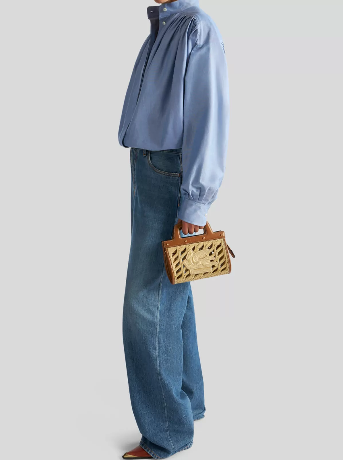 Donna Etro Borsa A Mano In Rafia Con Pegaso | Donna | |