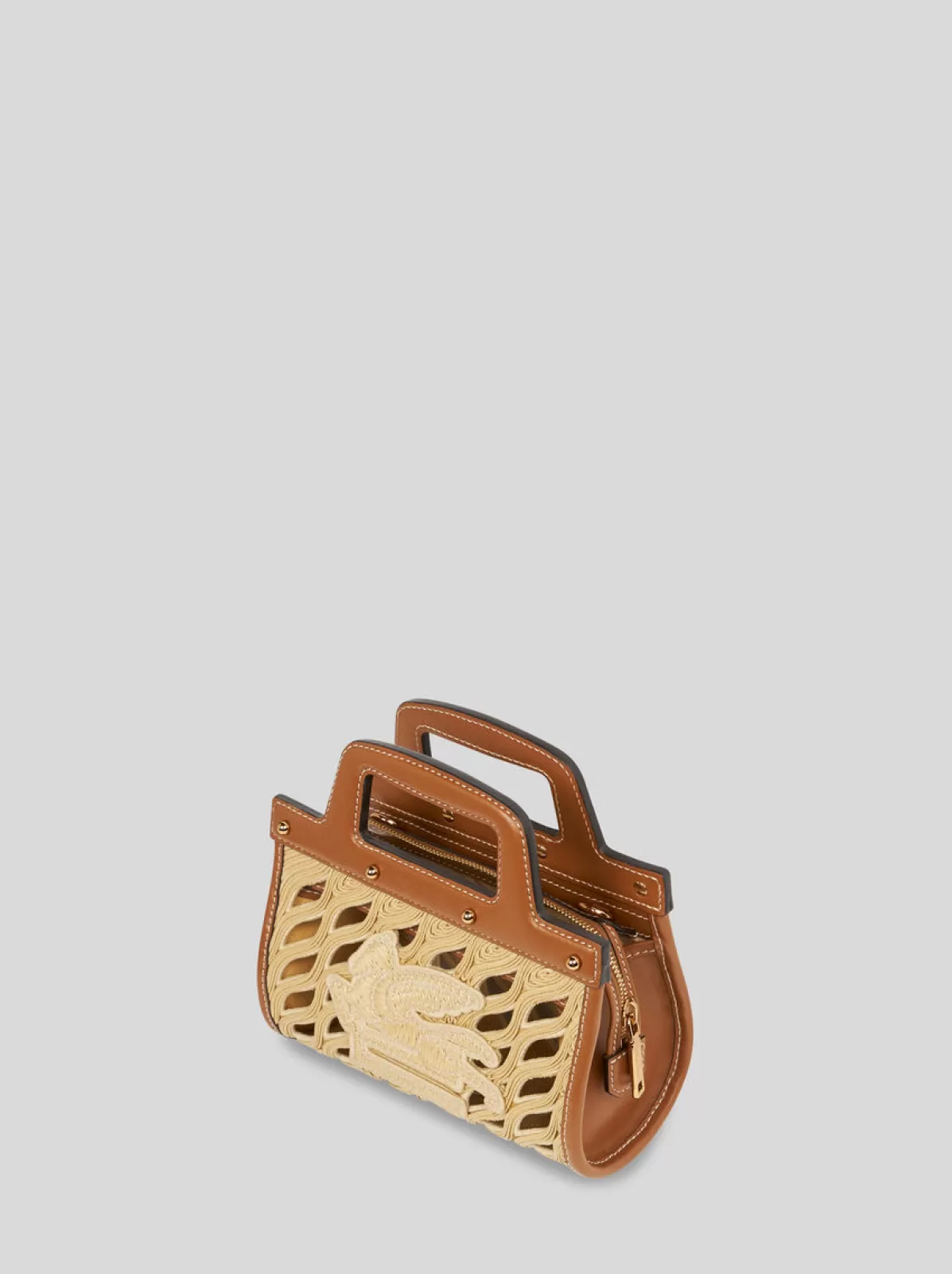 Donna Etro Borsa A Mano In Rafia Con Pegaso | Donna | |