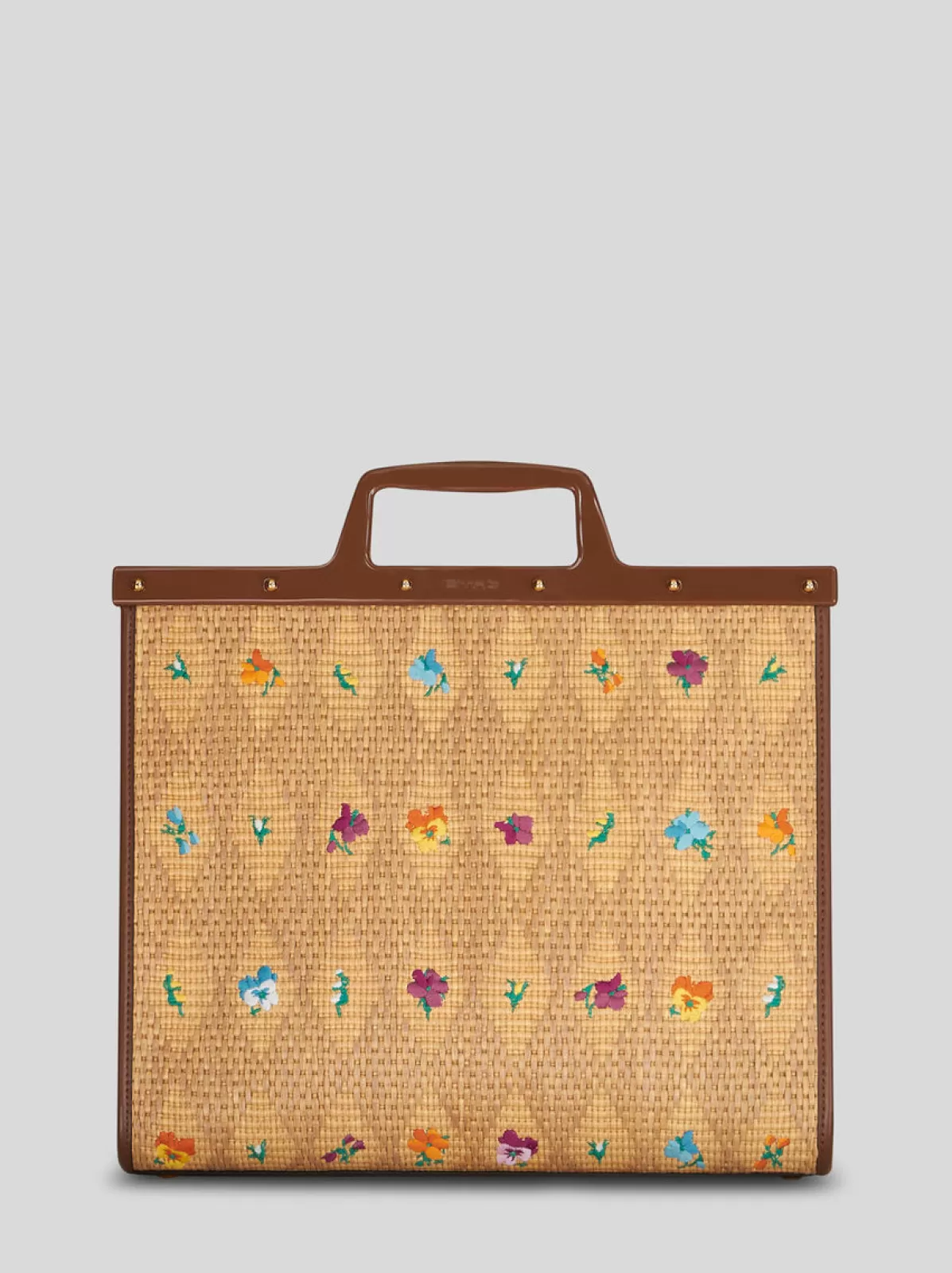 Donna Etro Borsa Love Trotter Grande In Rafia Con Ricami |