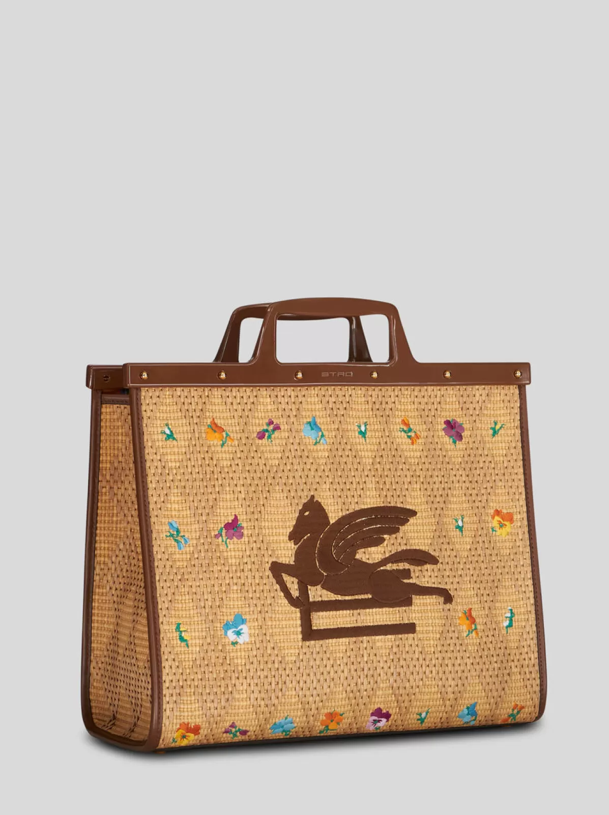 Donna Etro Borsa Love Trotter Grande In Rafia Con Ricami |