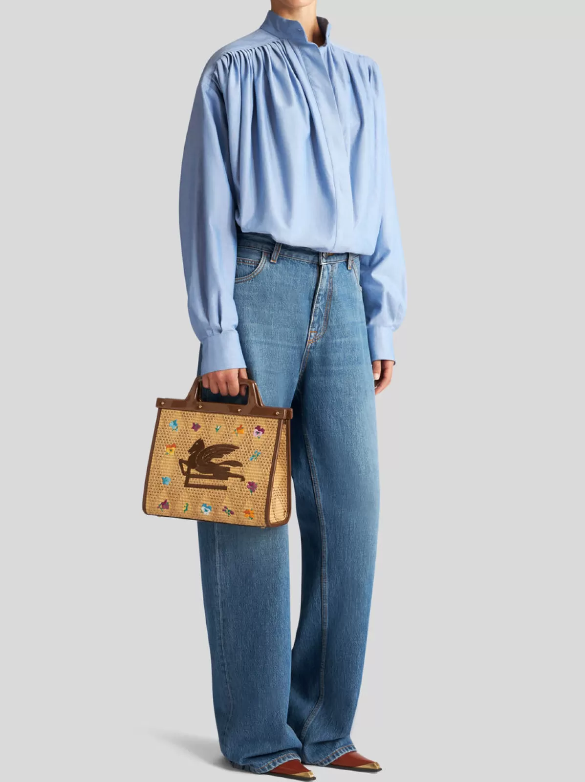 Donna Etro Borsa Nera Love Trotter Media In Rafia Da Donna |