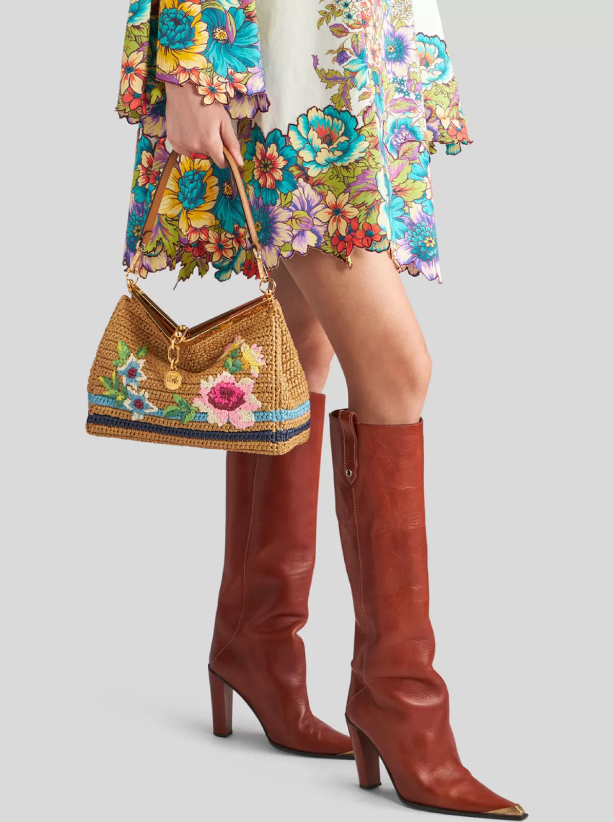 Donna Etro Borsa Vela Media In Rafia Da Donna |