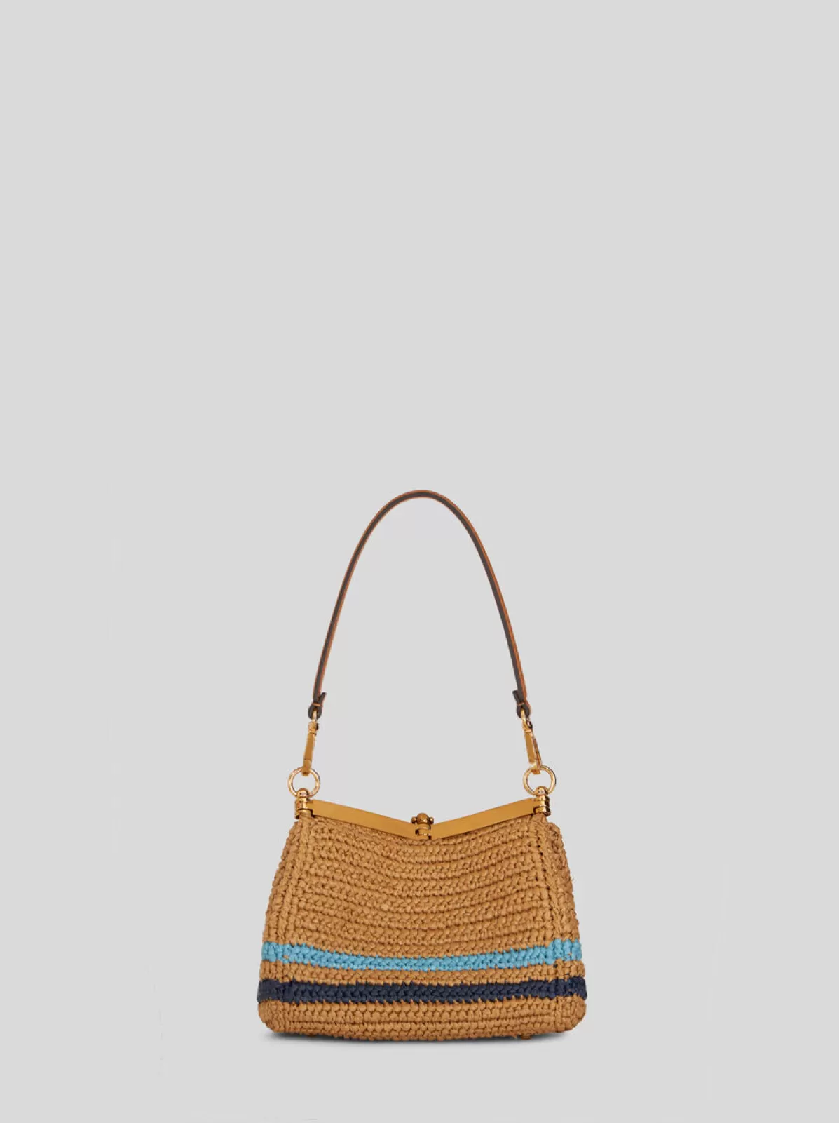 Donna Etro Borsa Vela Mini In Rafia Con Ricamo | Donna | Nero |