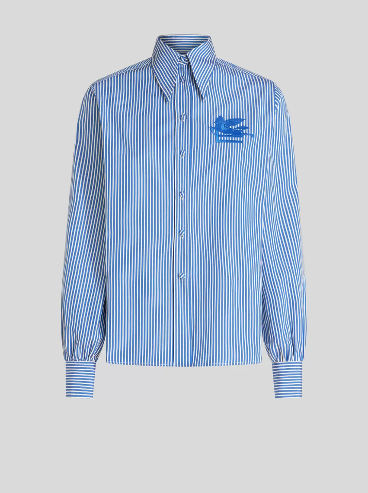 Donna Etro Camicia A Righe Con Logo | Donna | Blu |