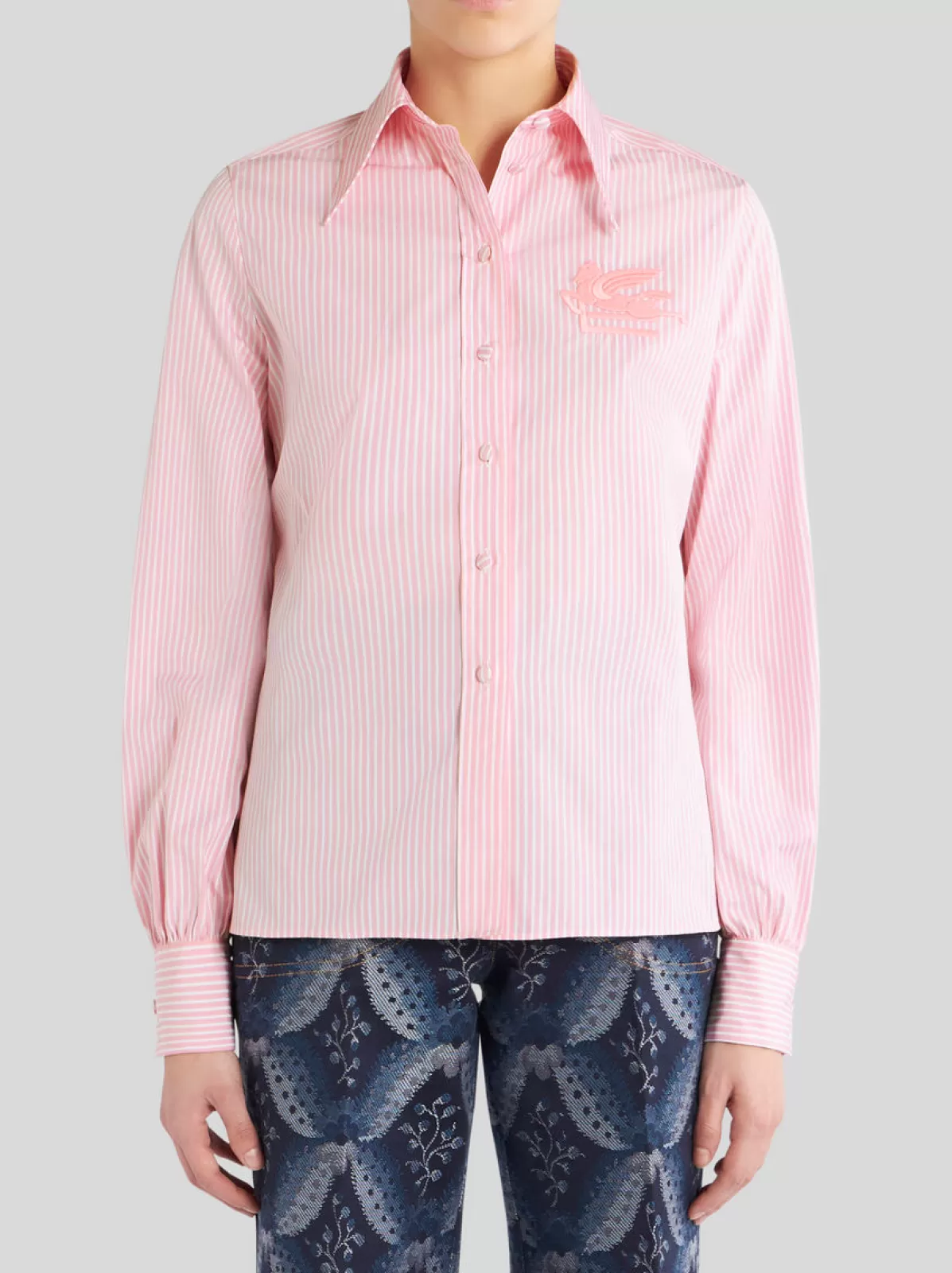 Donna Etro Camicia A Righe Con Logo | Donna | |