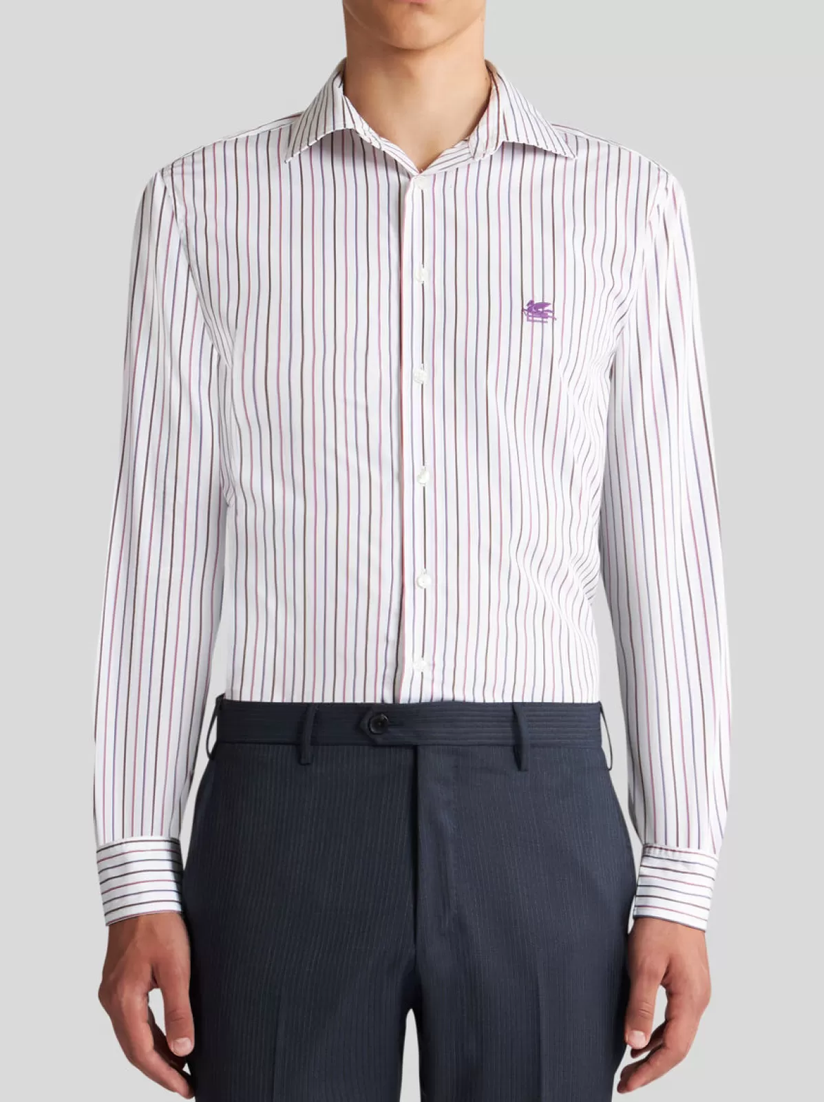 Uomo Etro CAMICIA A RIGHE MULTICOLOR CON LOGO |