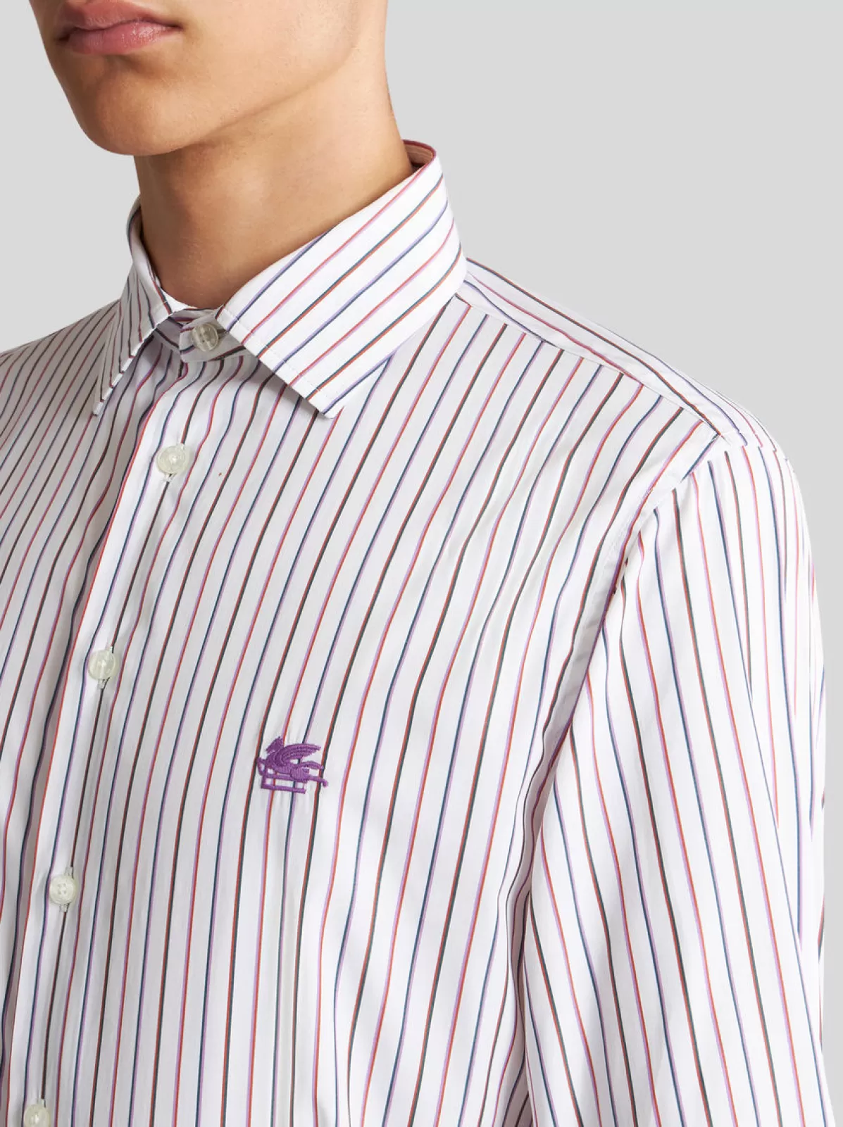 Uomo Etro CAMICIA A RIGHE MULTICOLOR CON LOGO |