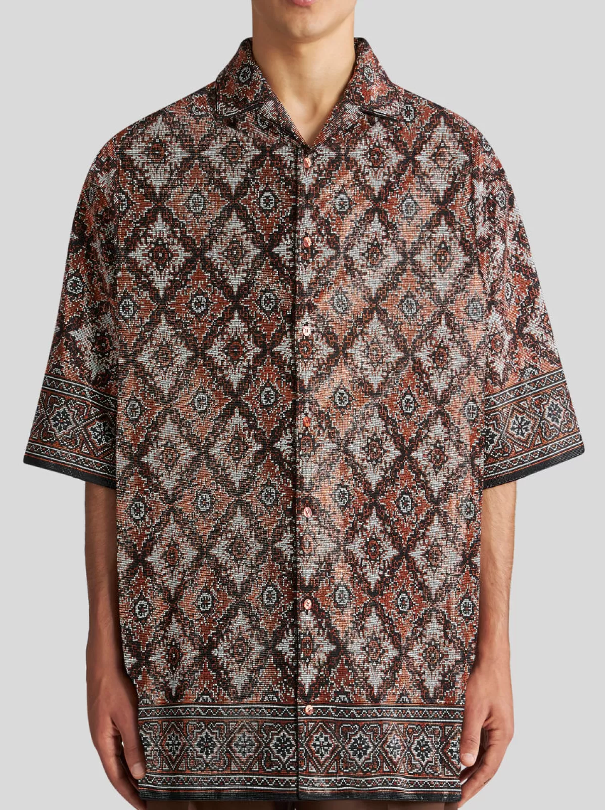 Uomo Etro CAMICIA BOWLING CON MICRO BORCHIE ALL OVER |