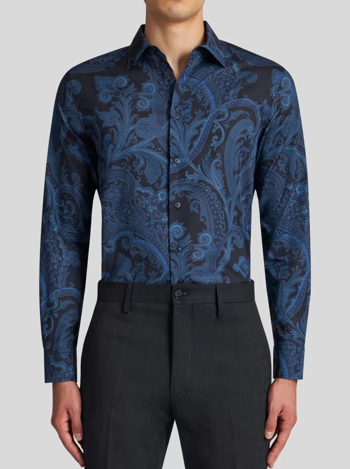 Uomo Etro Camicia In Cotone Paisley | Uomo | Blu |