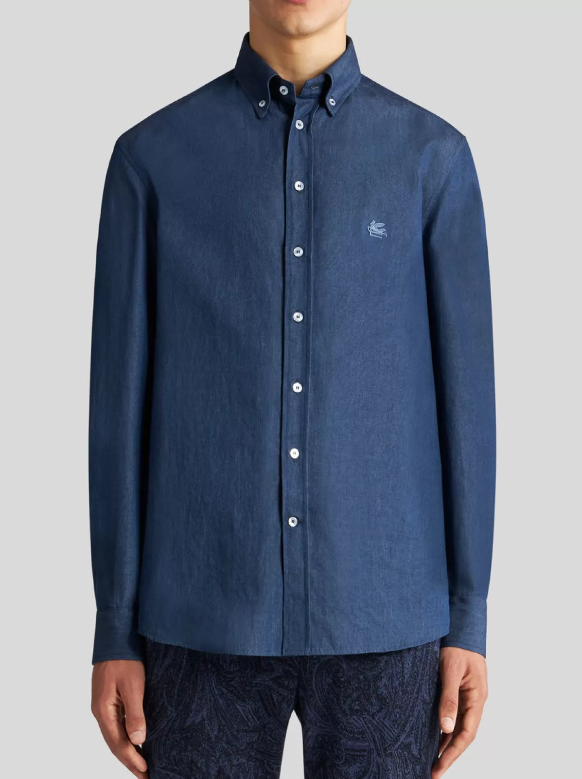 Uomo Etro CAMICIA IN DENIM CON LOGO |