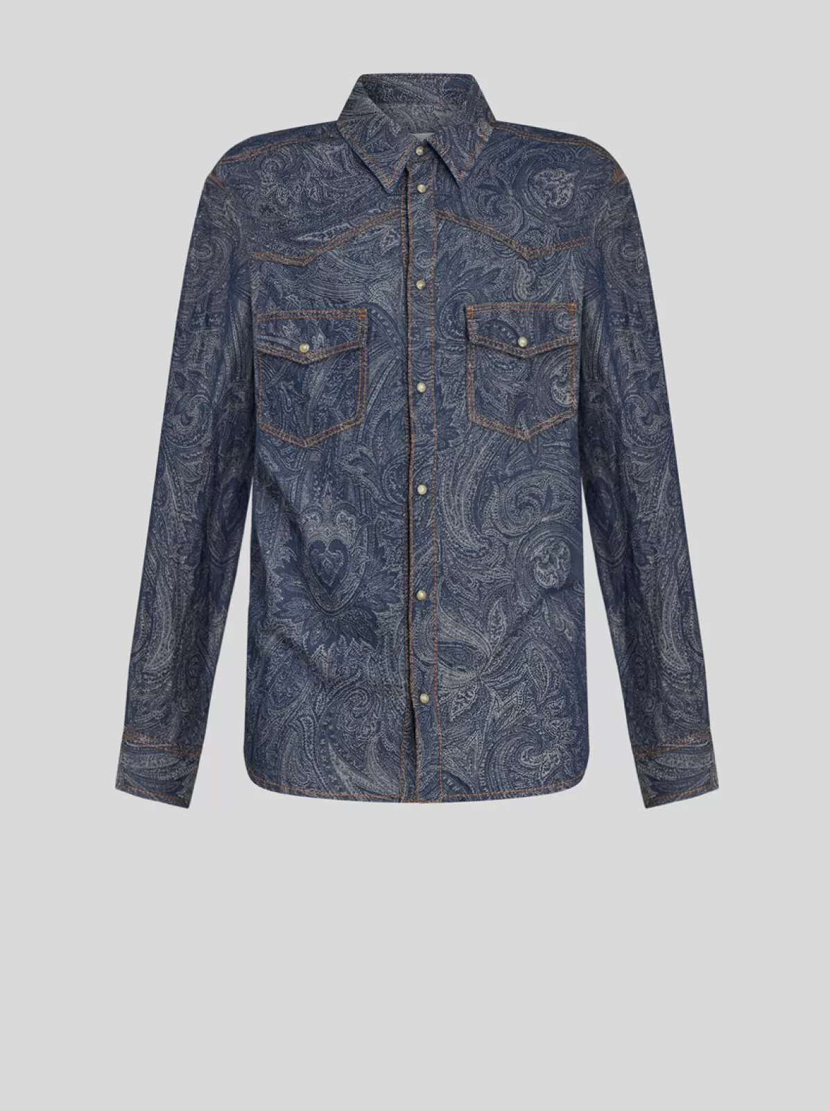 Uomo Etro CAMICIA IN DENIM CON PAISLEY |