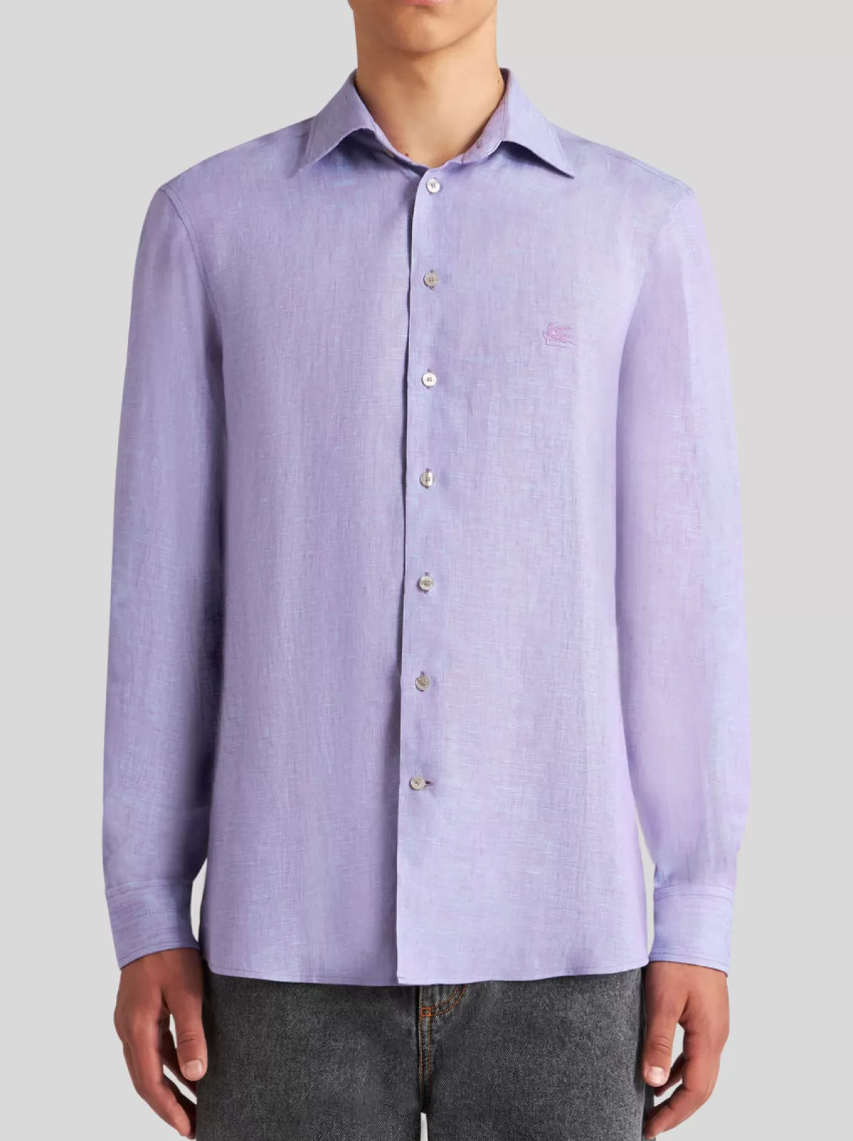 Uomo Etro CAMICIA IN LINO CON LOGO |