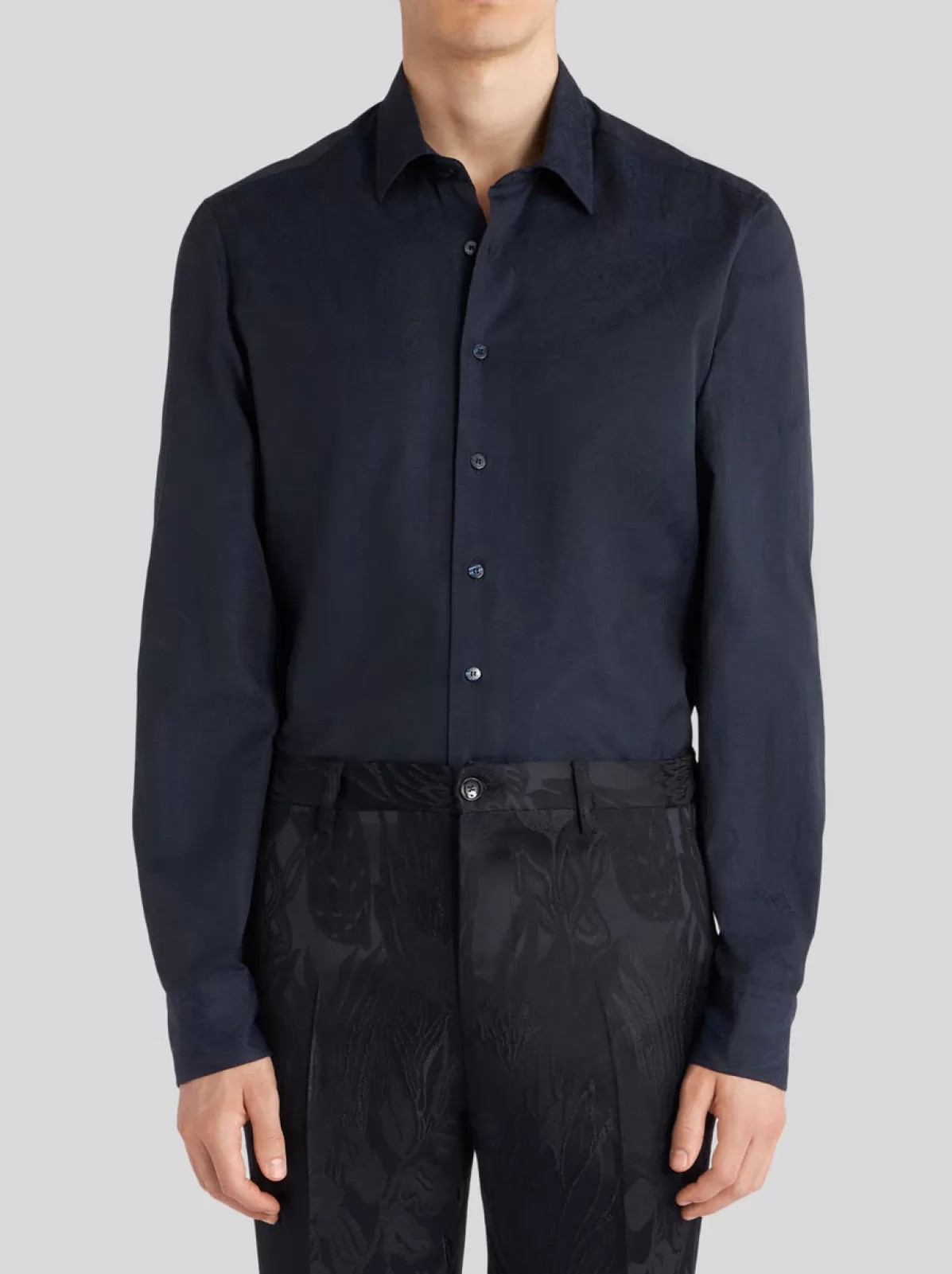 Uomo Etro Camicia Jacquard Con Motivi Paisley | Uomo | Blu |