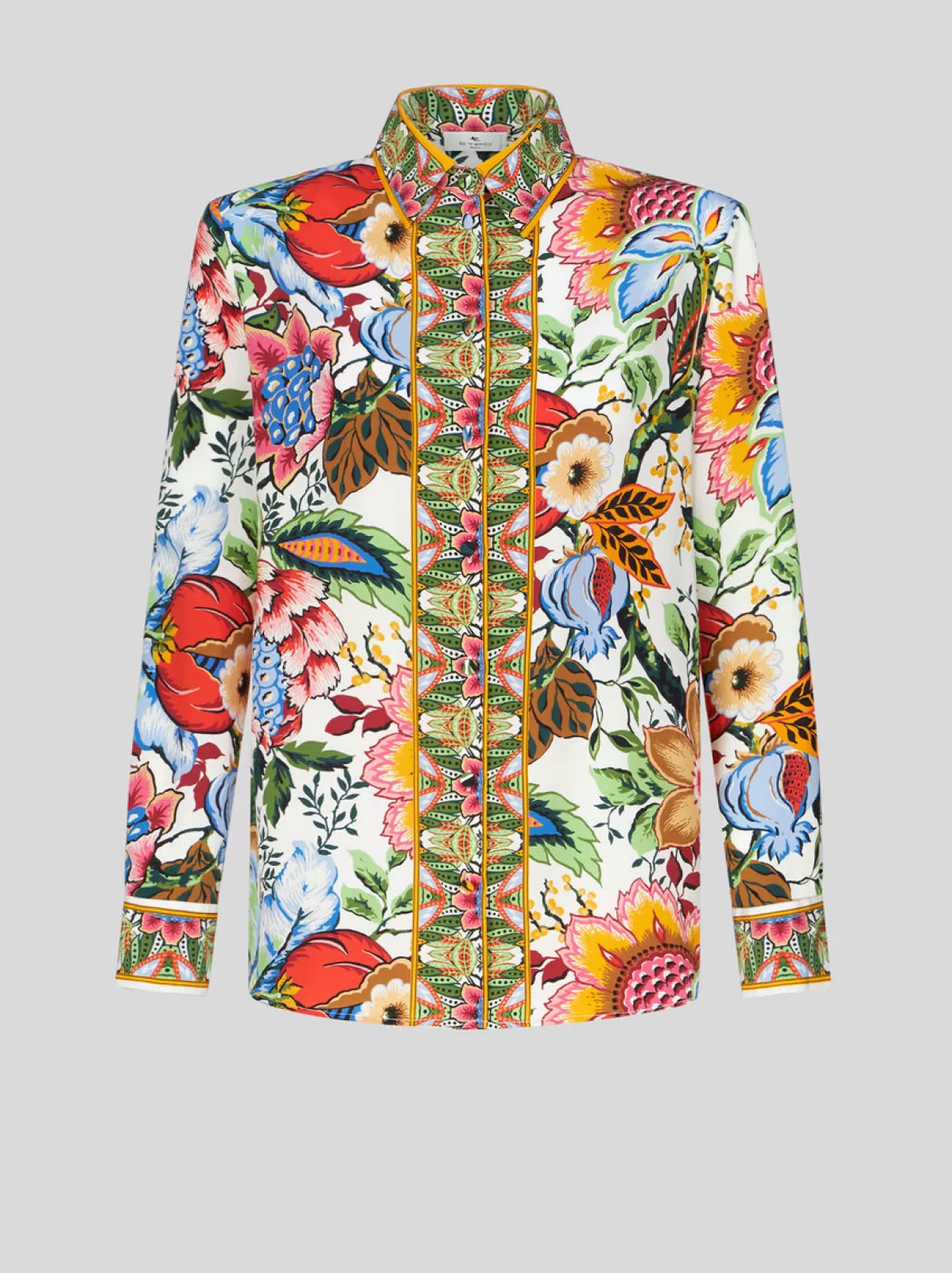 Donna Etro Camicia In Crêpe De Chine Con Stampa Bouquet |