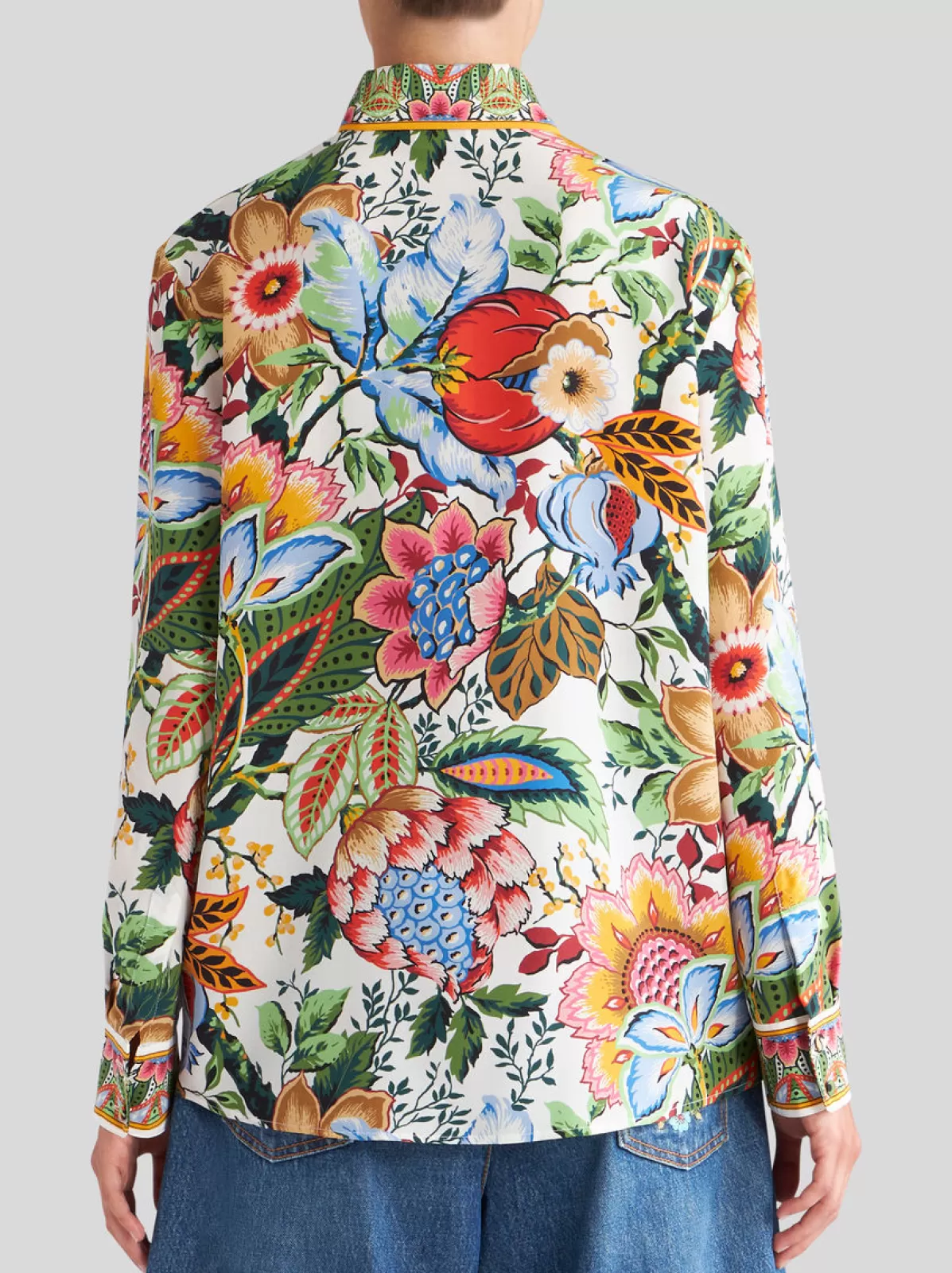 Donna Etro Camicia In Crêpe De Chine Con Stampa Bouquet |