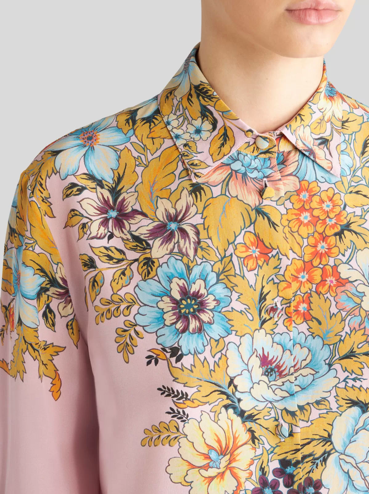 Donna Etro Camicia In Crêpe De Chine Con Stampa Piazzata |