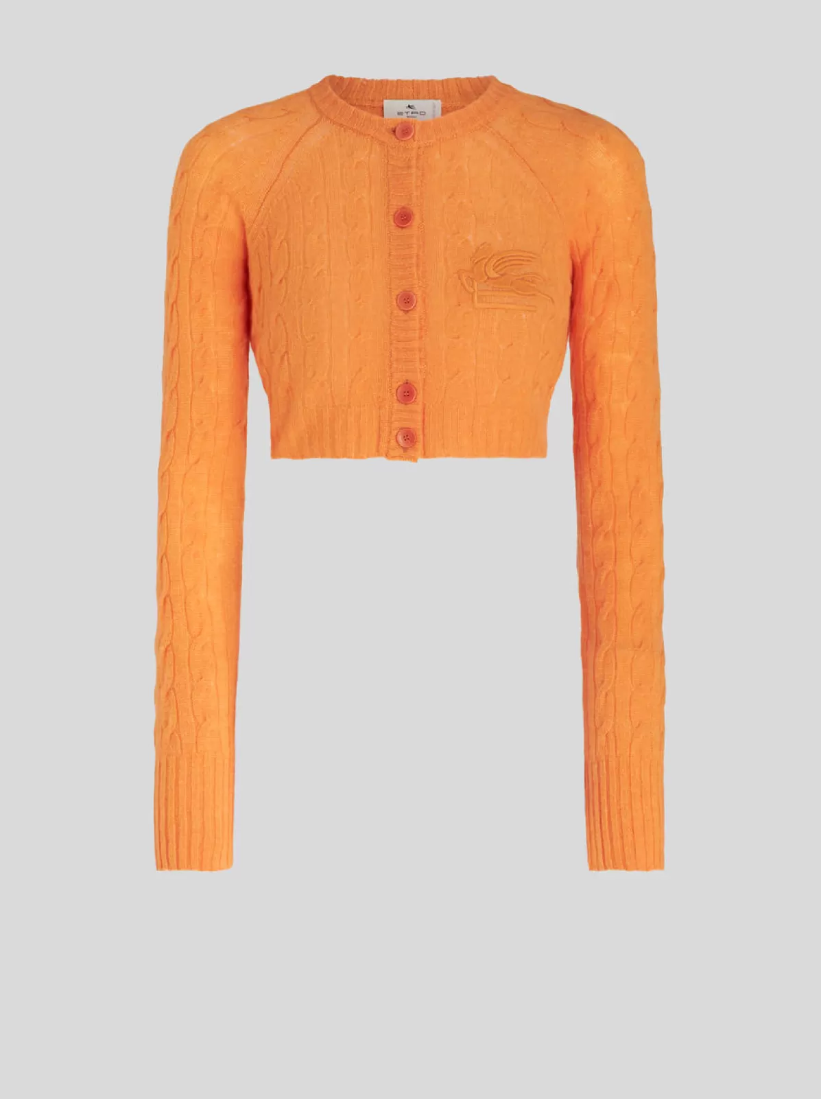 Donna Etro Cardigan Crop Con Logo Ricamato | Donna | Arancio |