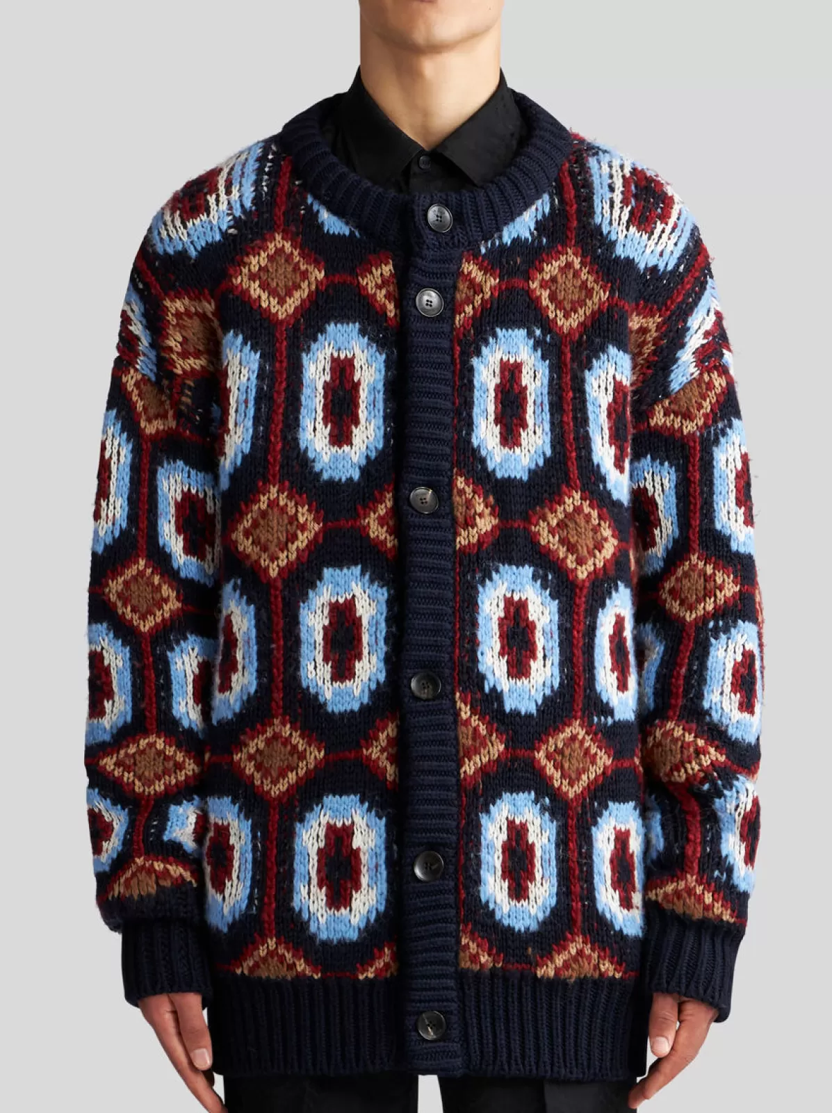 Uomo Etro CARDIGAN IN LANA E ALPACA JACQUARD |