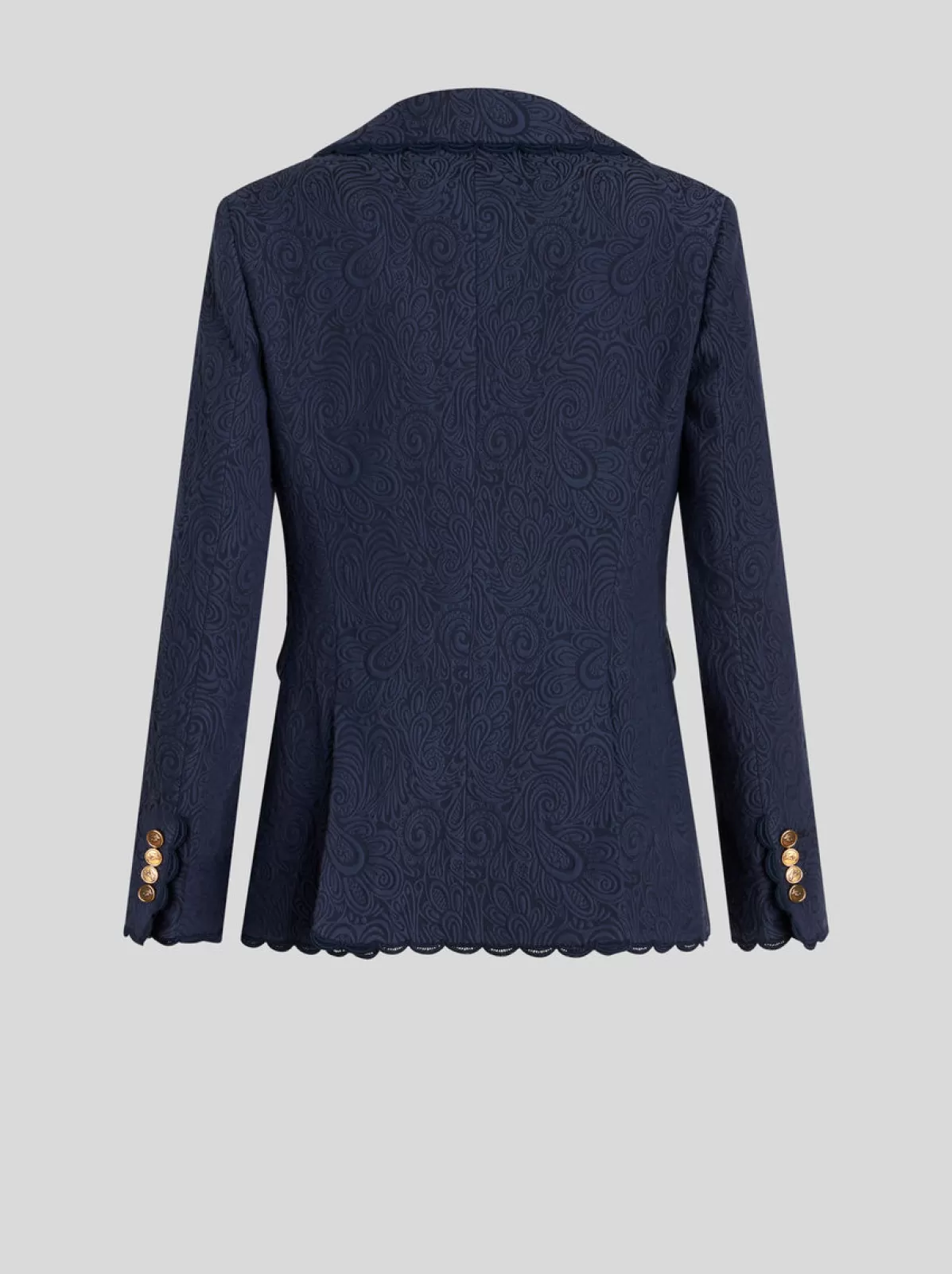Donna Etro Giacca Paisley Jacquard Blu Con Bordi In Pizzo Da Donna |