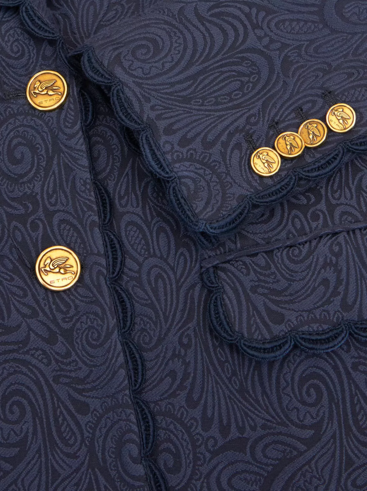 Donna Etro Giacca Paisley Jacquard Blu Con Bordi In Pizzo Da Donna |