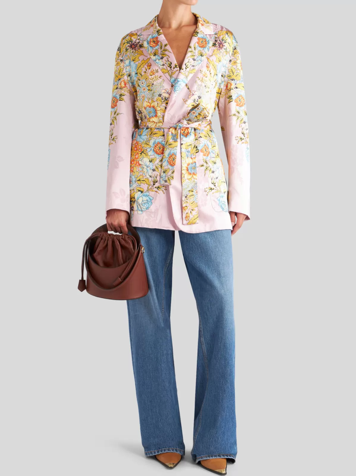 Donna Etro Giacca Vestaglia Jacquard Con Stampa Bouquet Da Donna |
