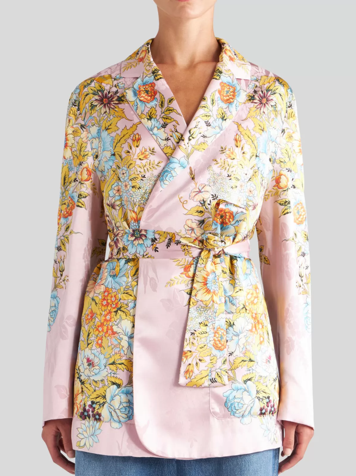 Donna Etro Giacca Vestaglia Jacquard Con Stampa Bouquet Da Donna |