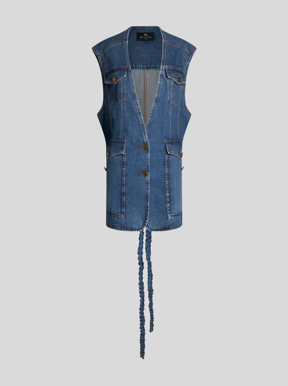 Donna Etro GILET IN DENIM CON CINTURA |