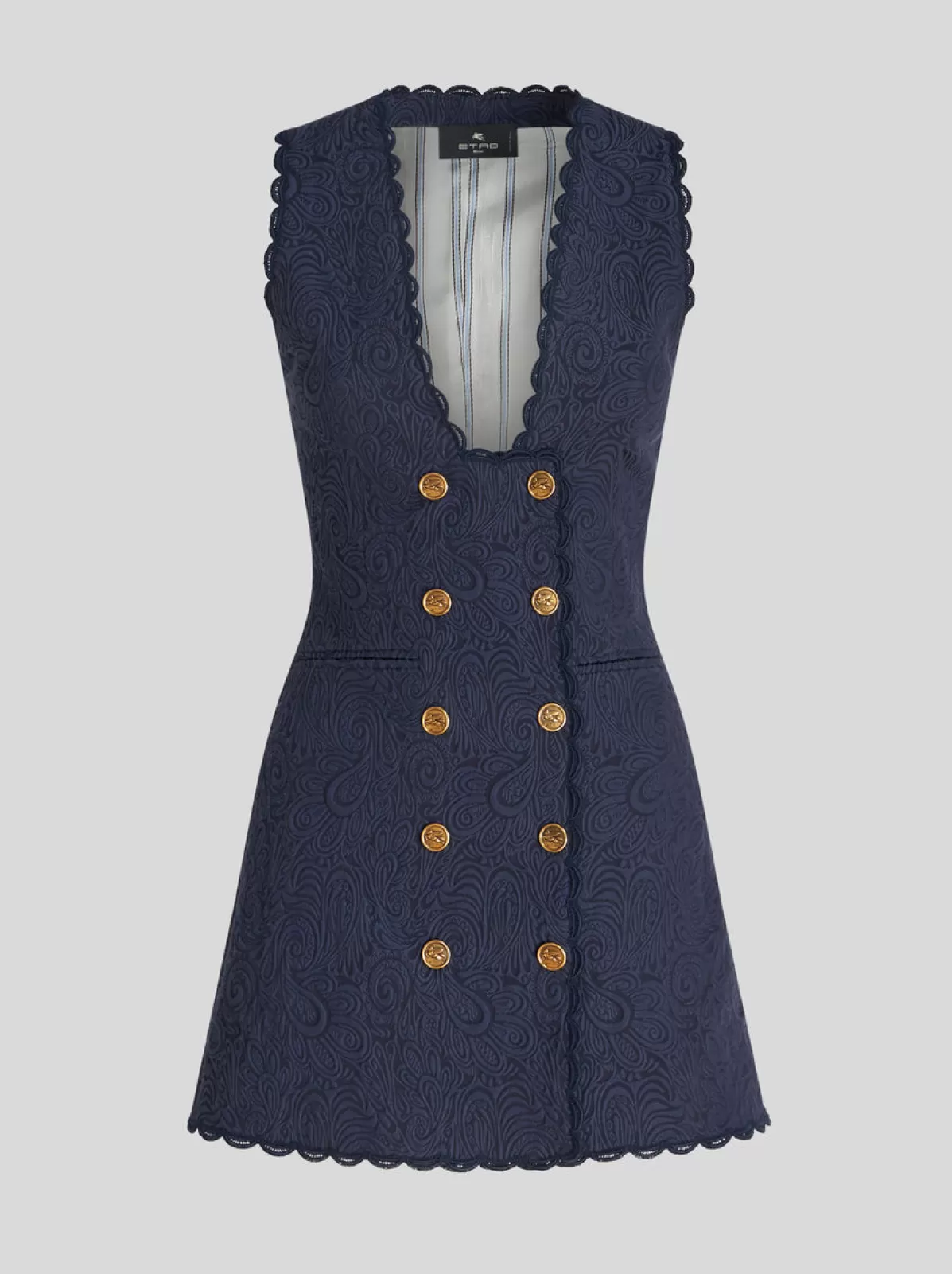 Donna Etro Gilet Lungo Paisley Jacquard | Donna | Blu |