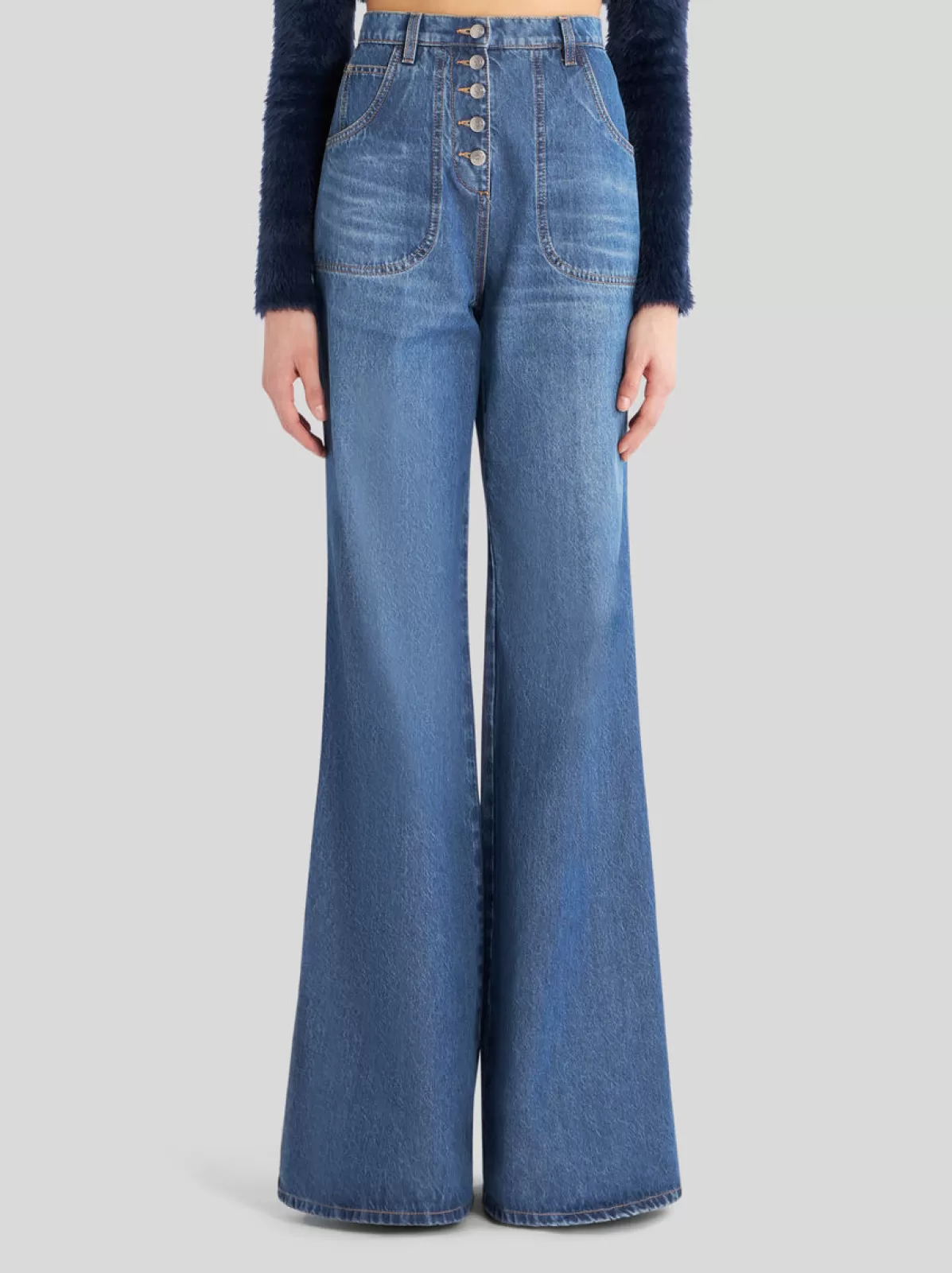 Donna Etro Jeans Flared Con Ricami | Donna | Blu |