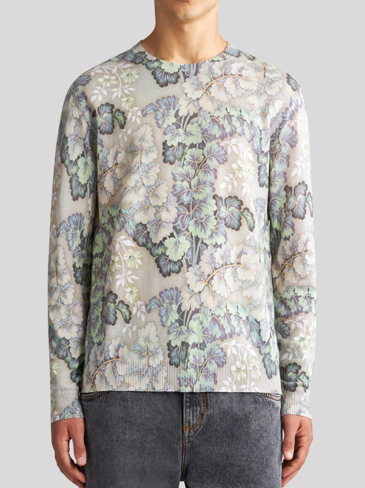 Uomo Etro MAGLIA FOLIAGE IN COTONE E LINO |