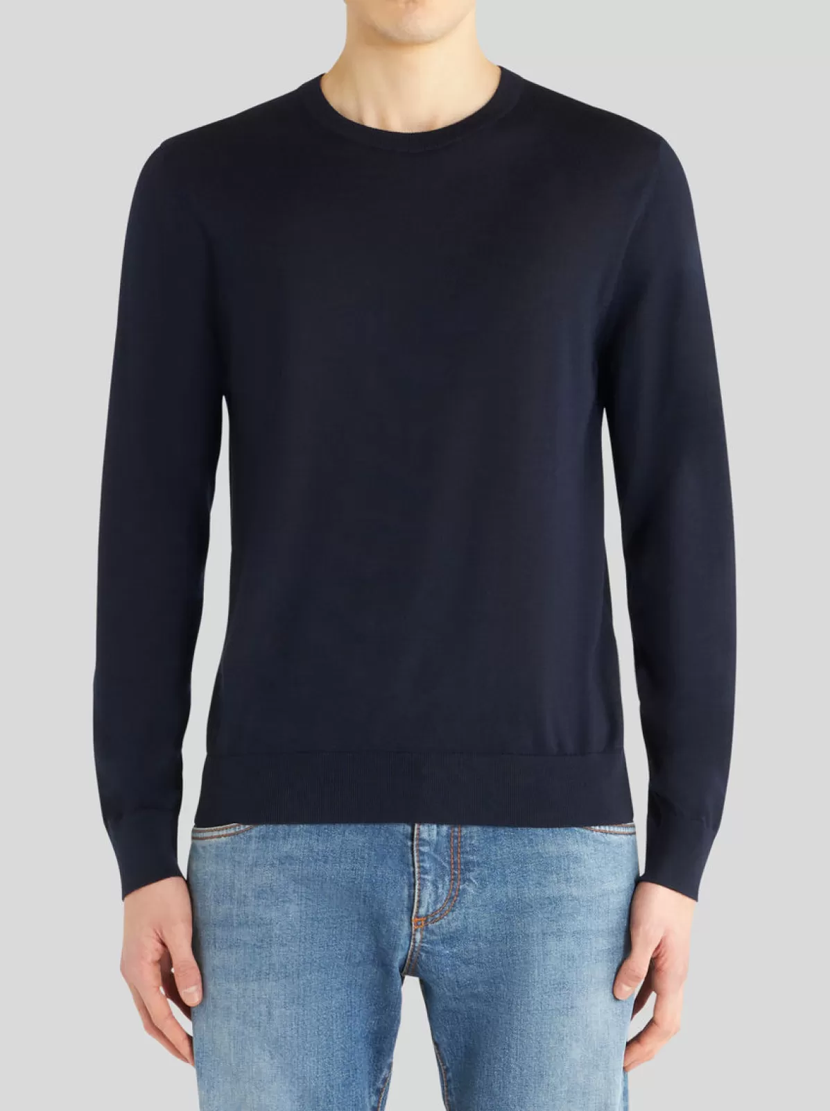 Uomo Etro Maglia In Seta E Cashmere Con Logo | Uomo | Blu |