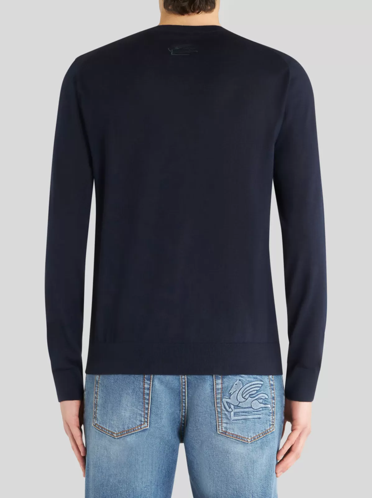 Uomo Etro Maglia In Seta E Cashmere Con Logo | Uomo | Blu |