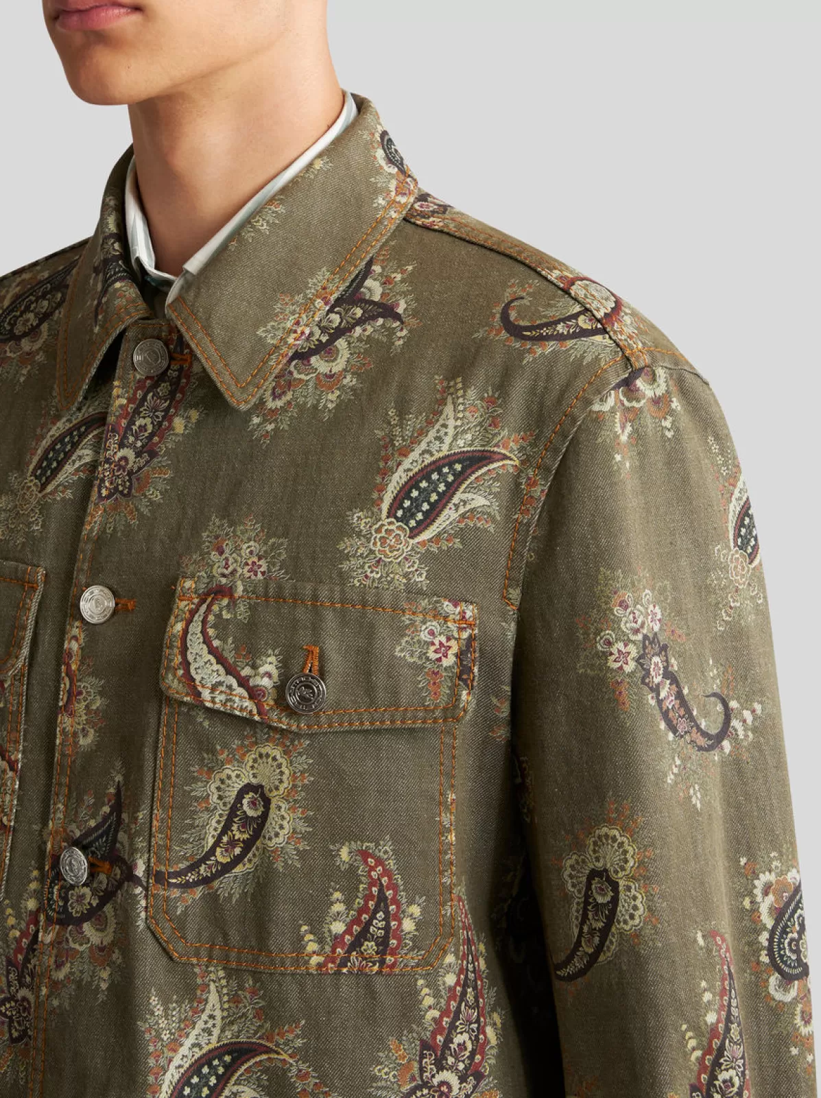 Uomo Etro OVERSHIRT IN DENIM PAISLEY |