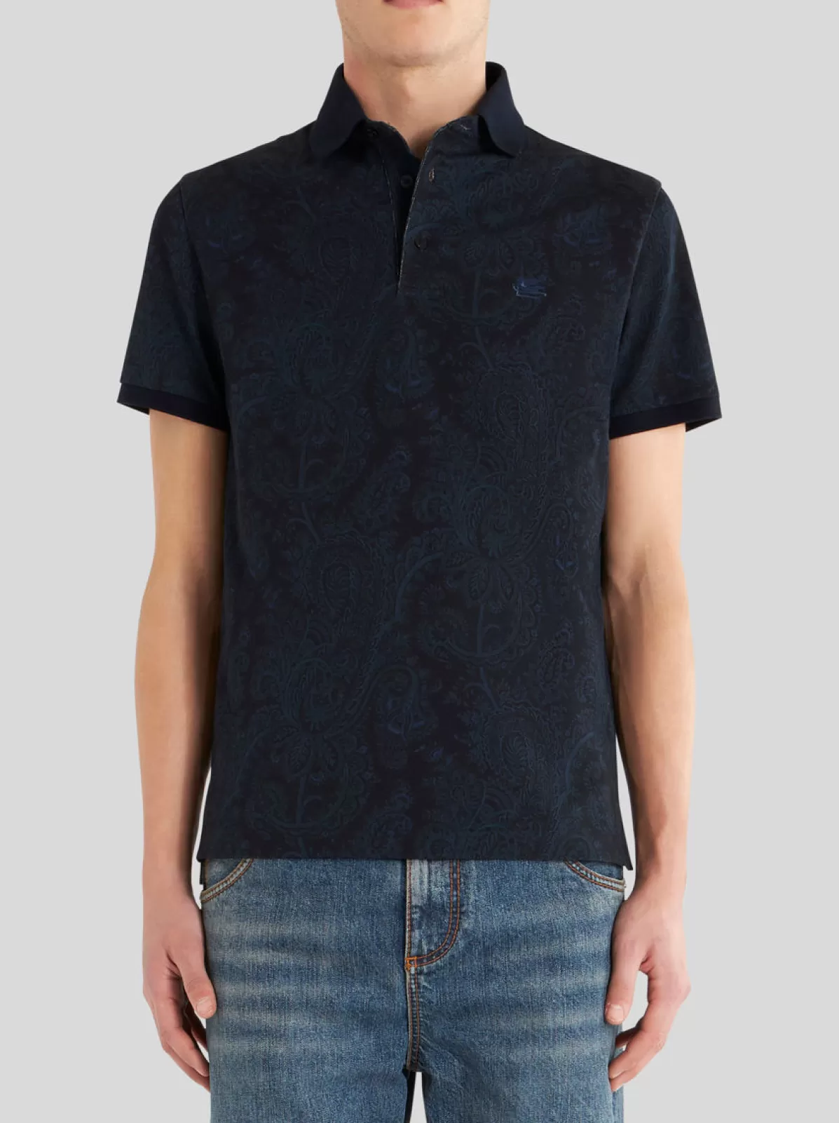 Uomo Etro Polo In Cotone Paisley | Uomo | Blu |