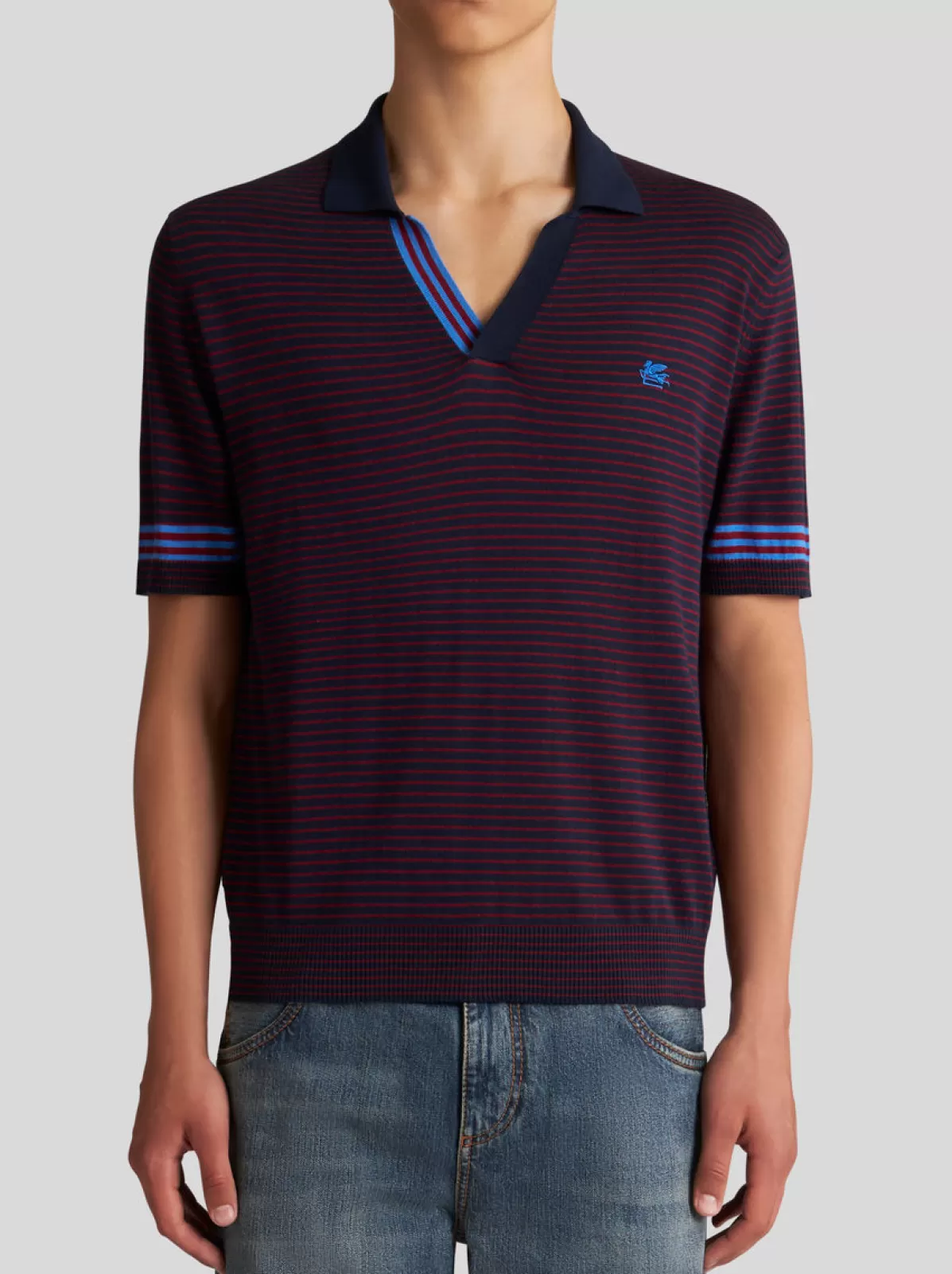 Uomo Etro POLO IN MAGLIA A RIGHE CON LOGO |