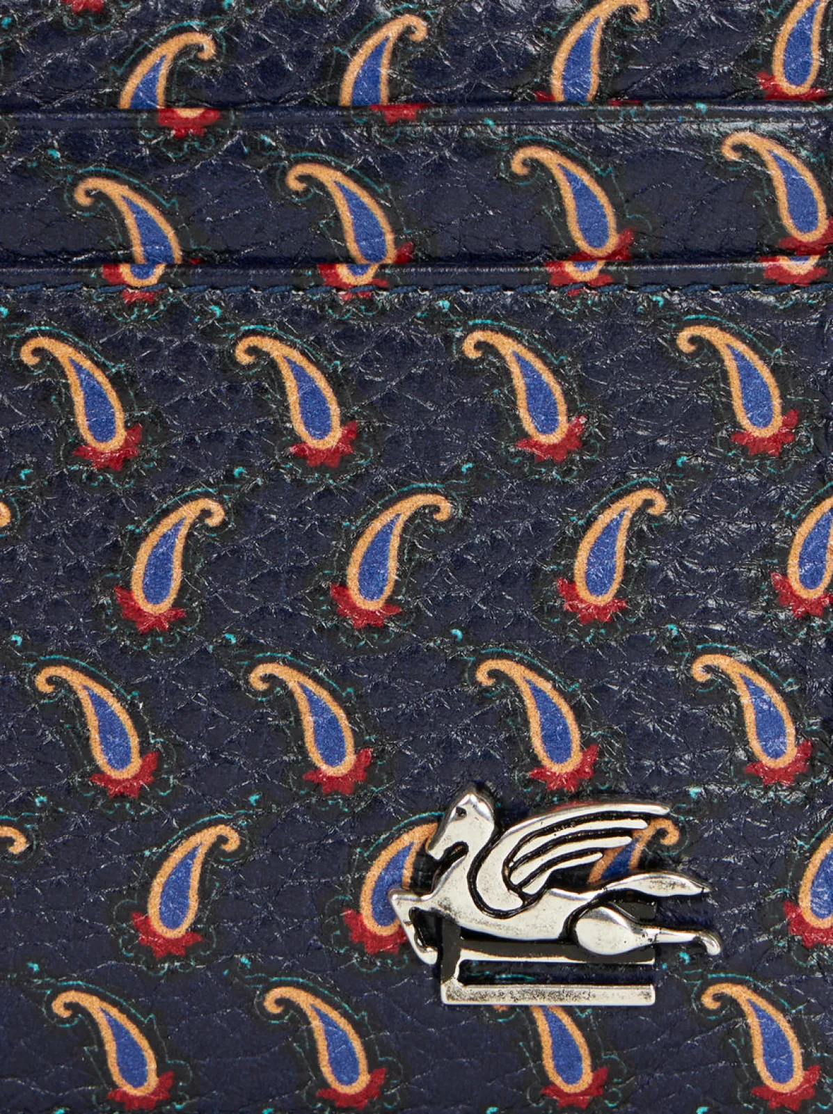 Uomo Etro PORTA CARTE IN PELLE CON MICRO PAISLEY E PEGASO |