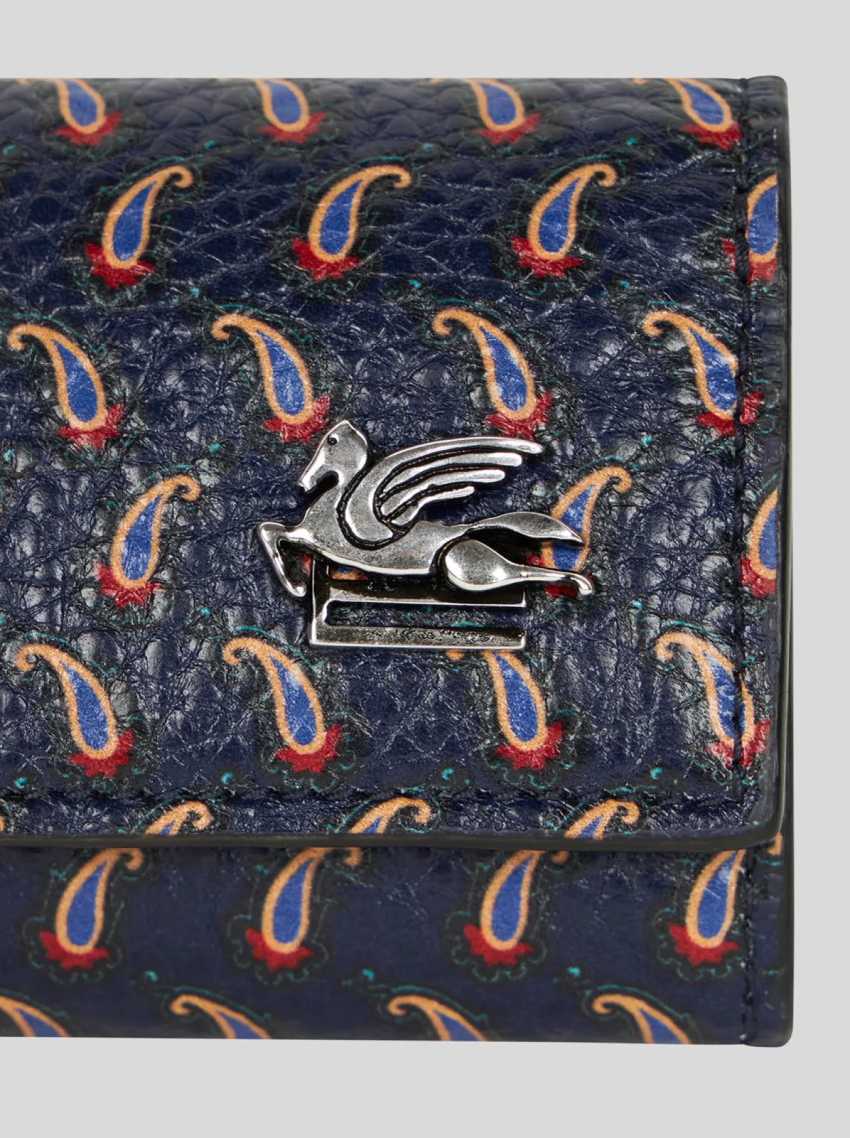 Uomo Etro PORTACHIAVI IN PELLE CON MICRO PAISLEY E PEGASO |