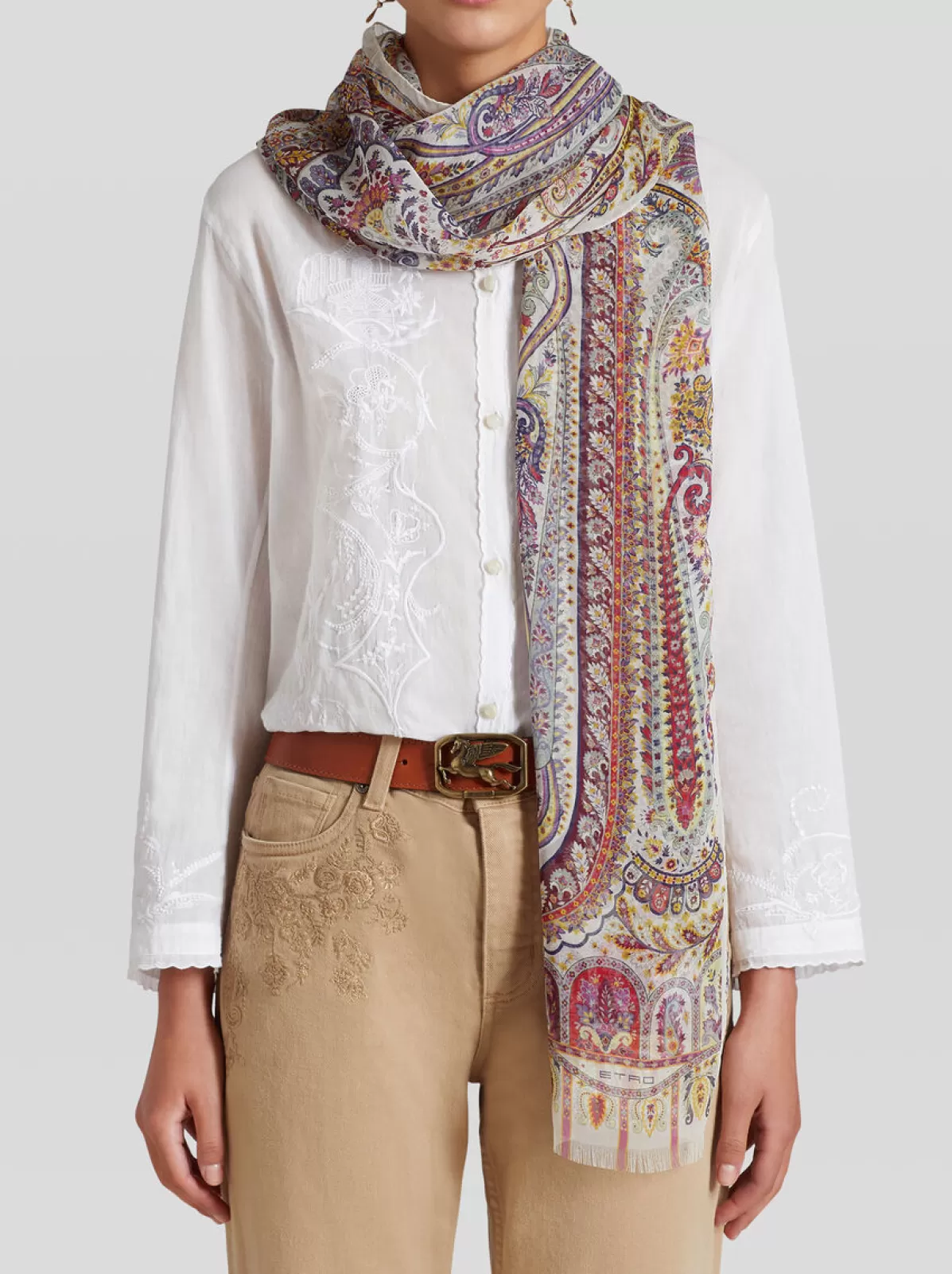 Donna Etro SCIARPA IN CHIFFON CON STAMPA PAISLEY |