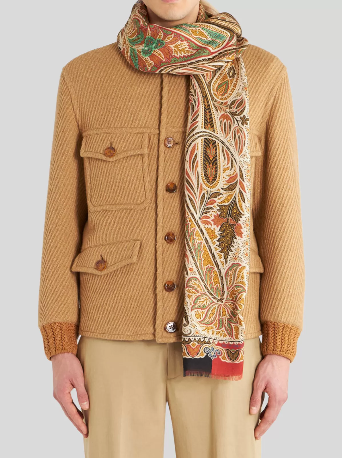 Uomo Etro Sciarpa In Lana E Seta Paisley Ornamentale | Uomo |