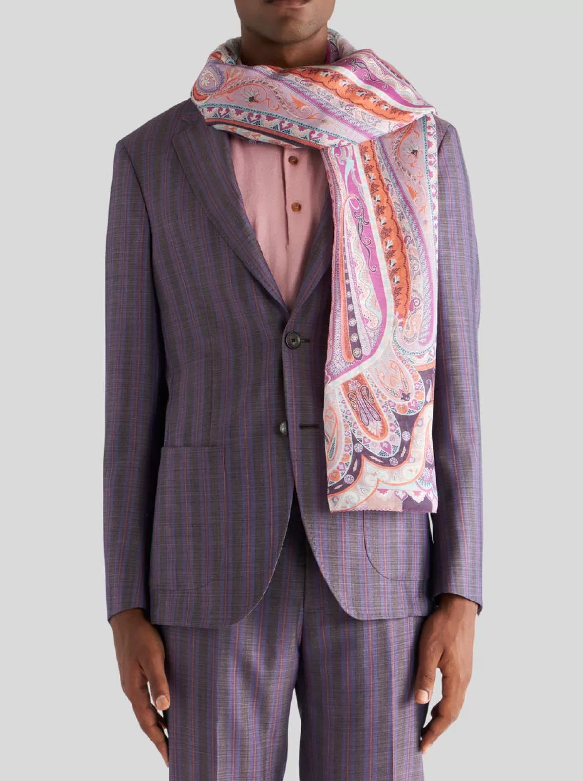 Uomo Etro Sciarpa In Lino E Seta Paisley | Uomo | |