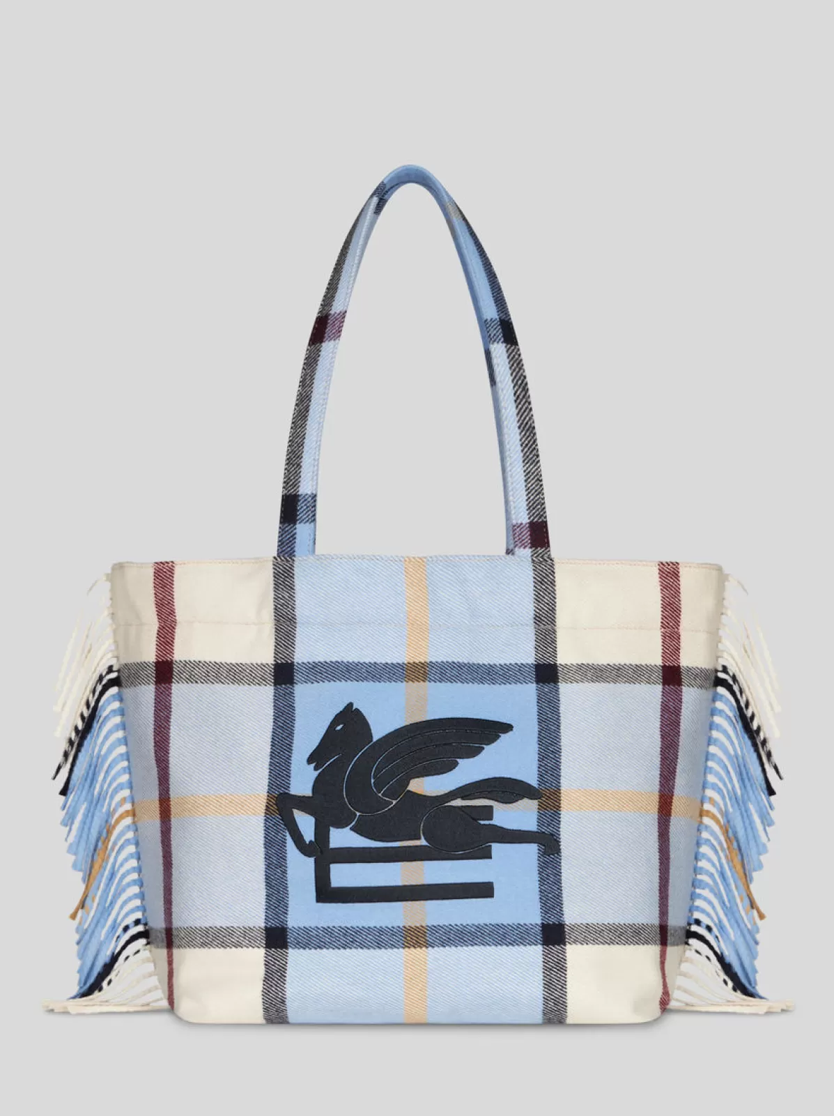 Uomo Etro SHOPPING SOFT TROTTER GRANDE CHECK JACQUARD CON FRANGE |