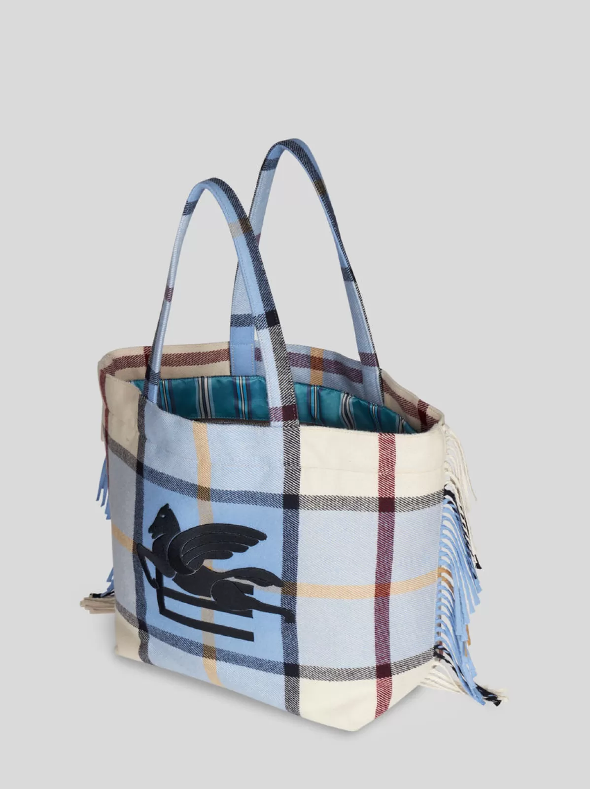 Uomo Etro SHOPPING SOFT TROTTER GRANDE CHECK JACQUARD CON FRANGE |