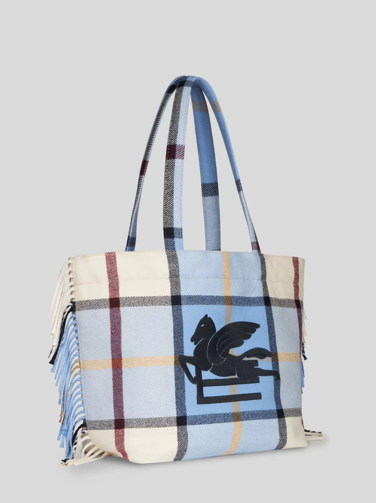 Uomo Etro SHOPPING SOFT TROTTER GRANDE CHECK JACQUARD CON FRANGE |
