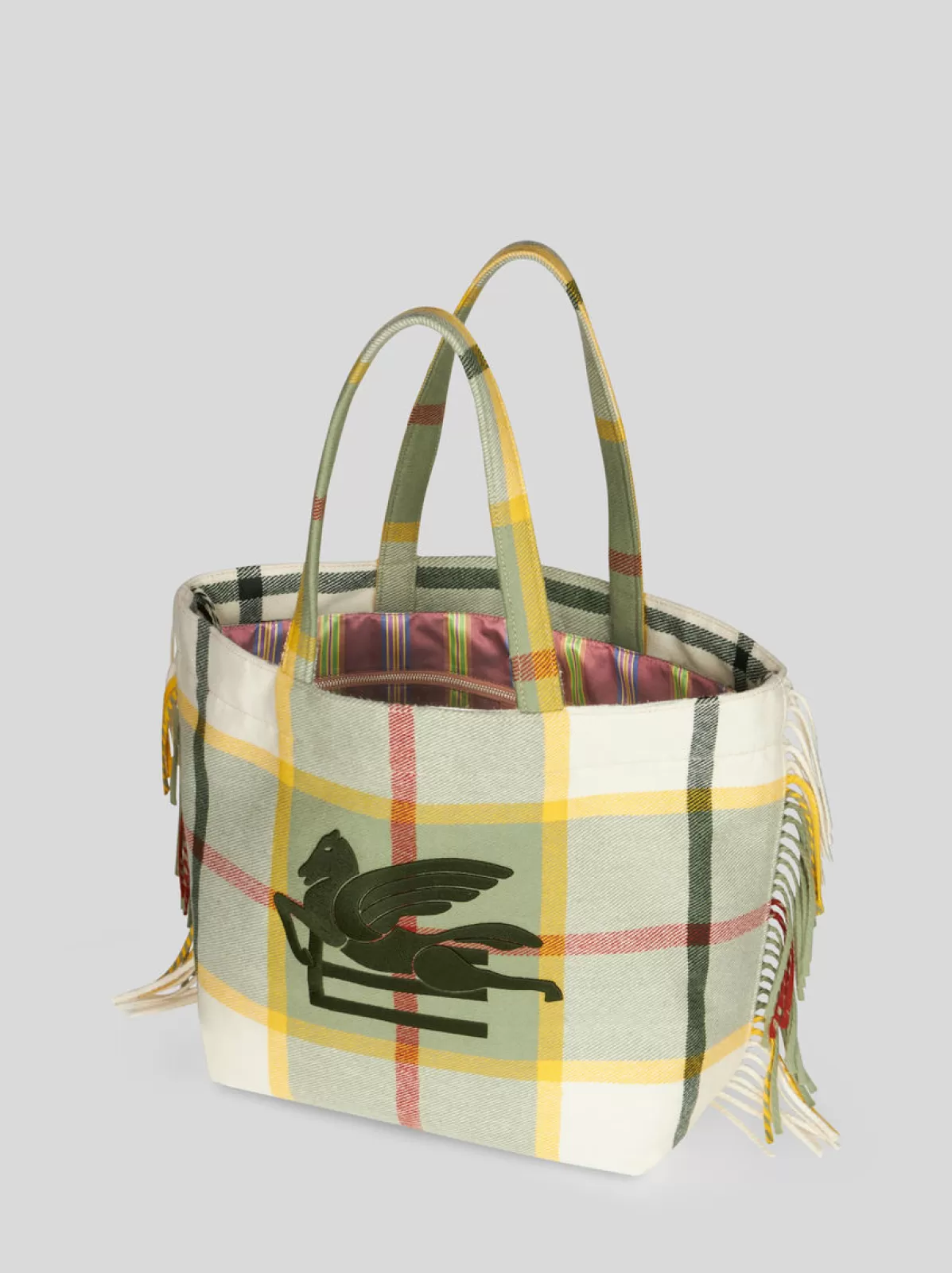 Uomo Etro SHOPPING SOFT TROTTER GRANDE CHECK JACQUARD CON FRANGE |