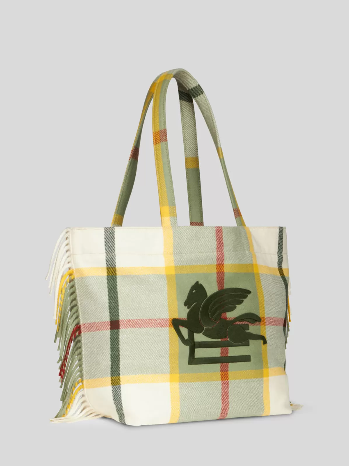 Uomo Etro SHOPPING SOFT TROTTER GRANDE CHECK JACQUARD CON FRANGE |